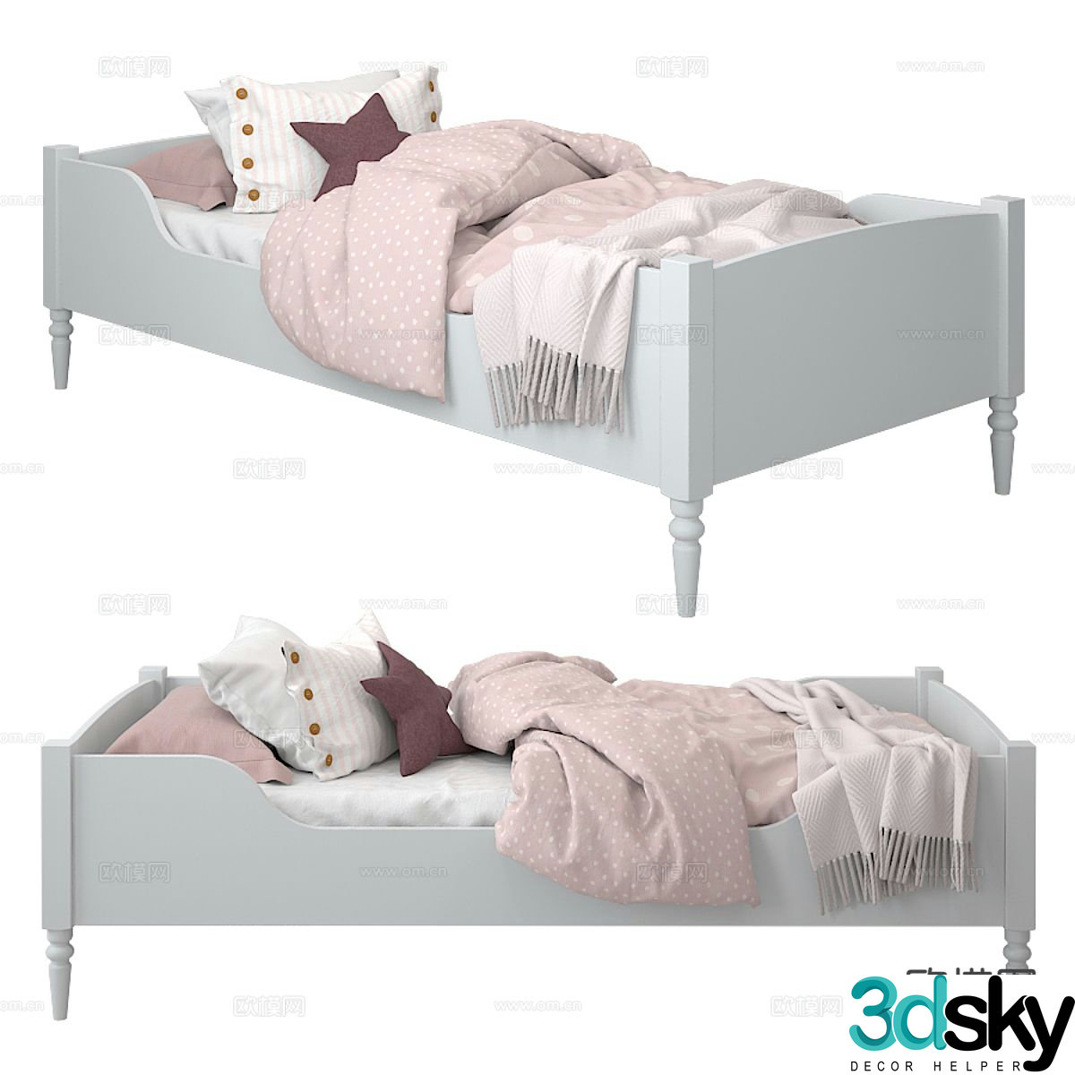 Modern single bed 3d model