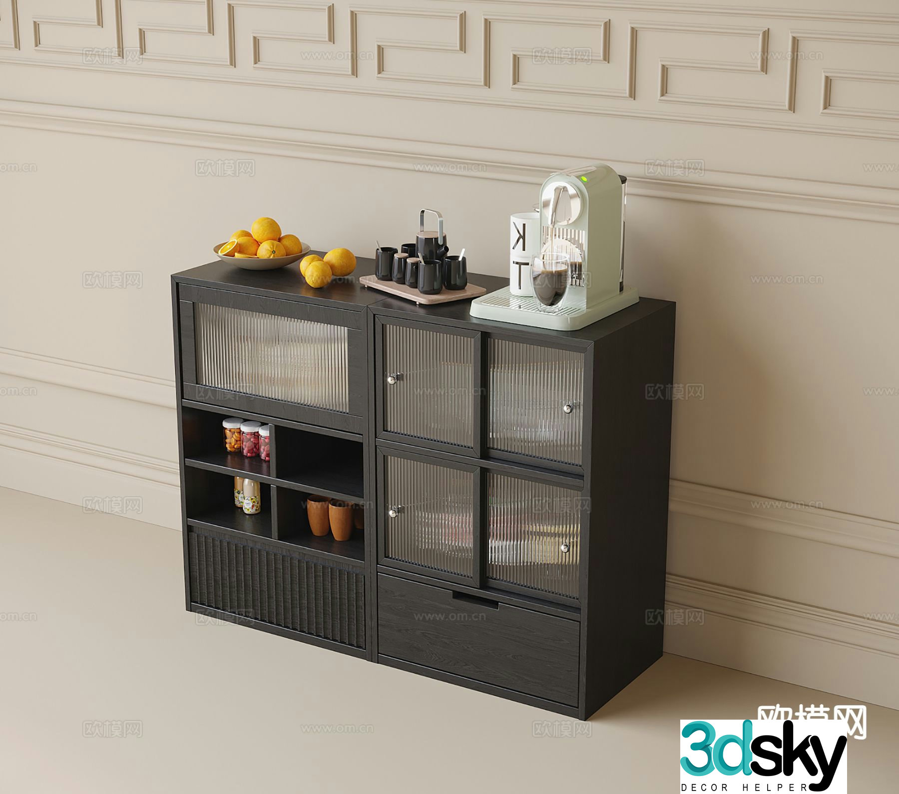 French low cabinet sideboard sideboard cupboard 3D model
