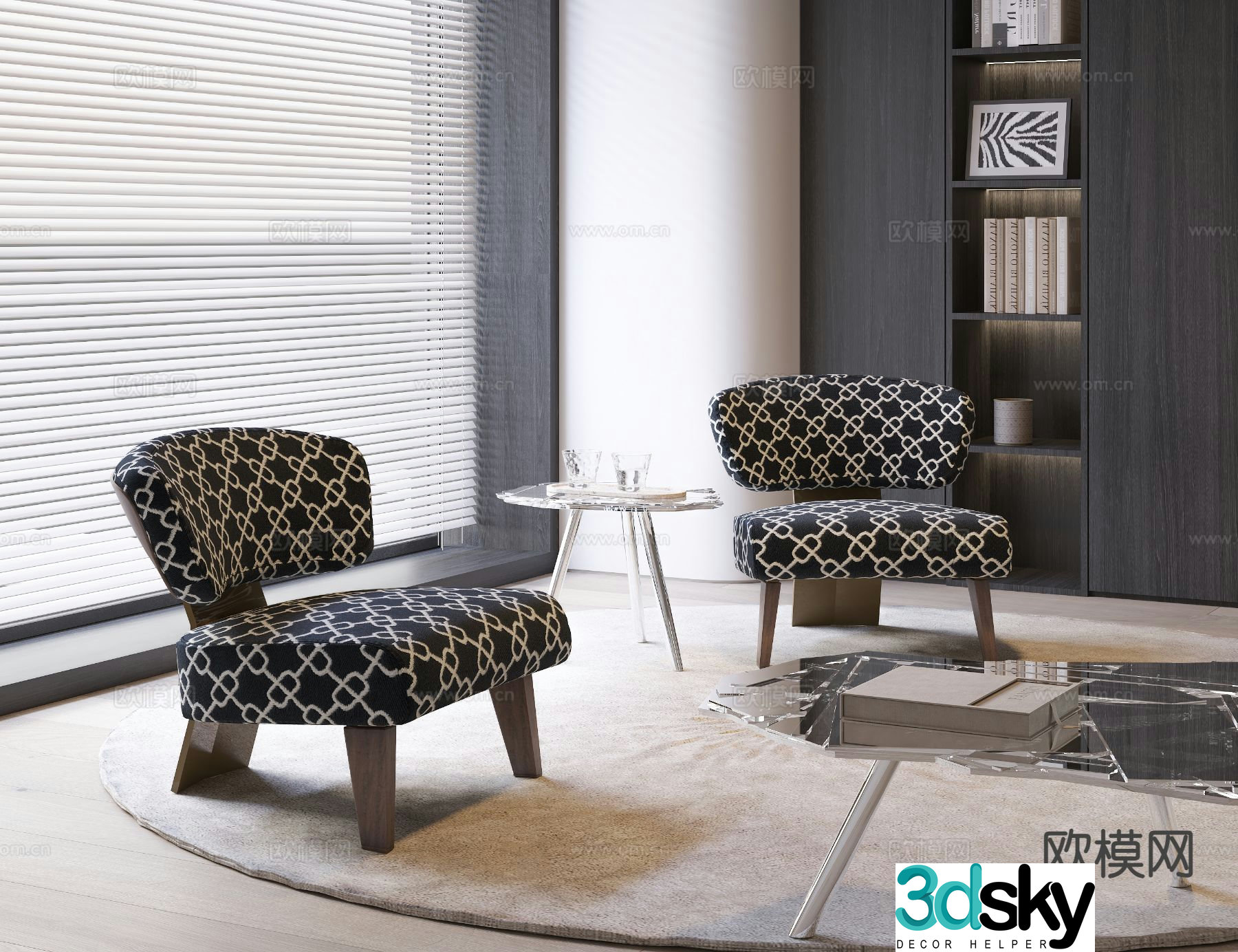 Modern leisure chair fabric sofa chair 3d model