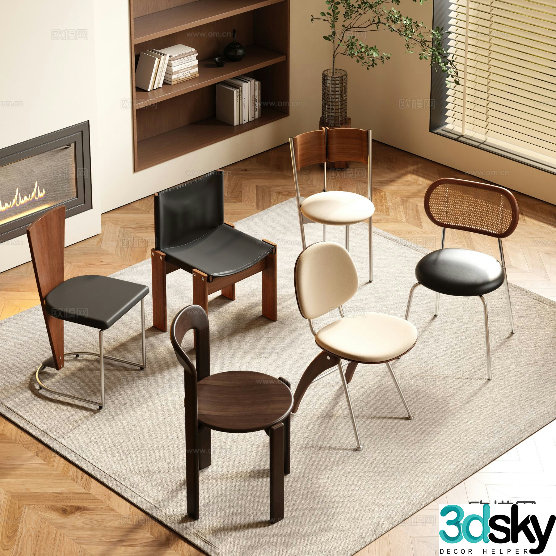Medieval style single chair dining chair 3d model