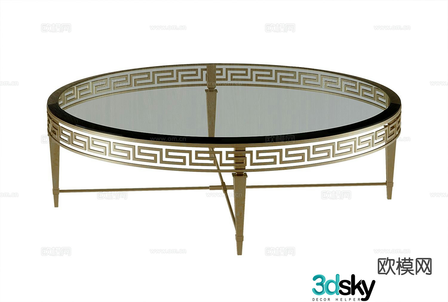 American glass coffee table 3d model