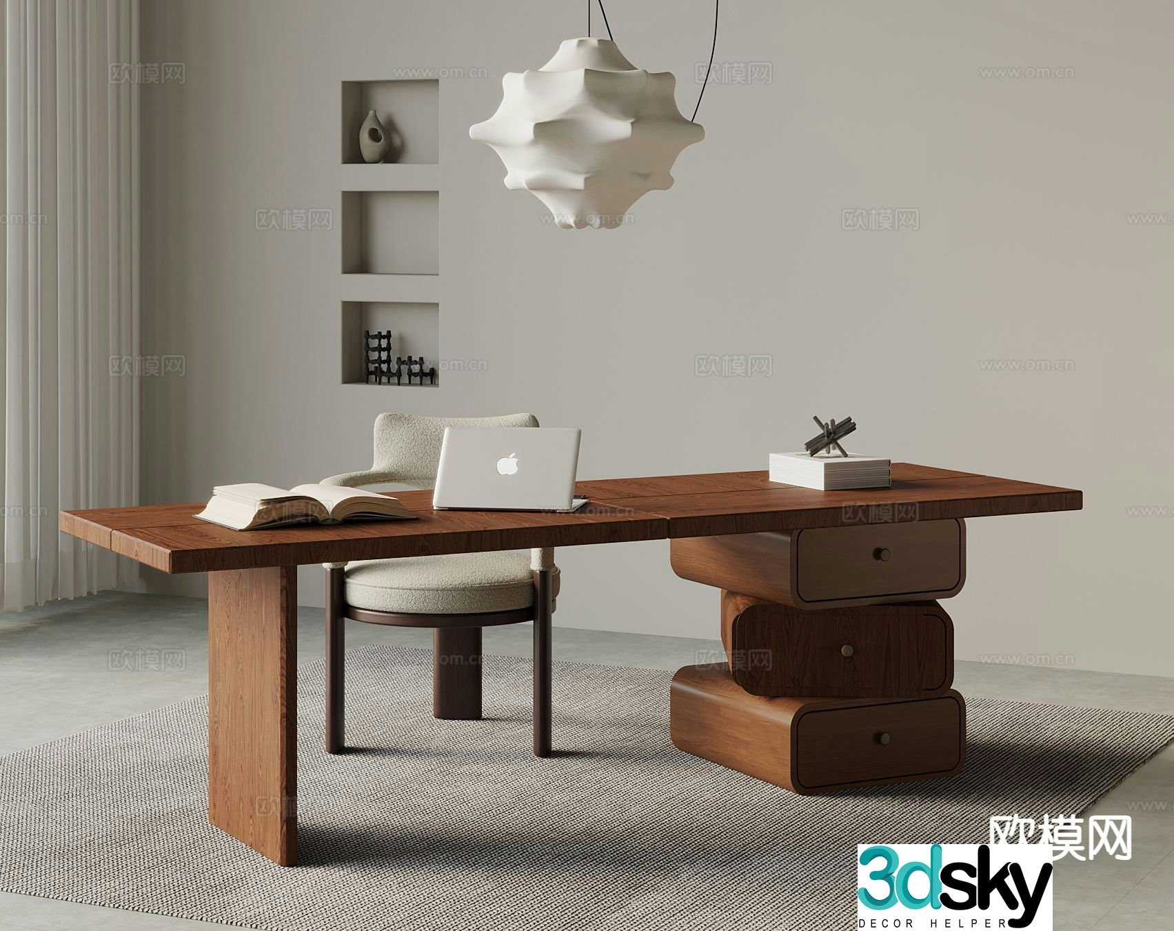 Medieval style desk and chair 3d model
