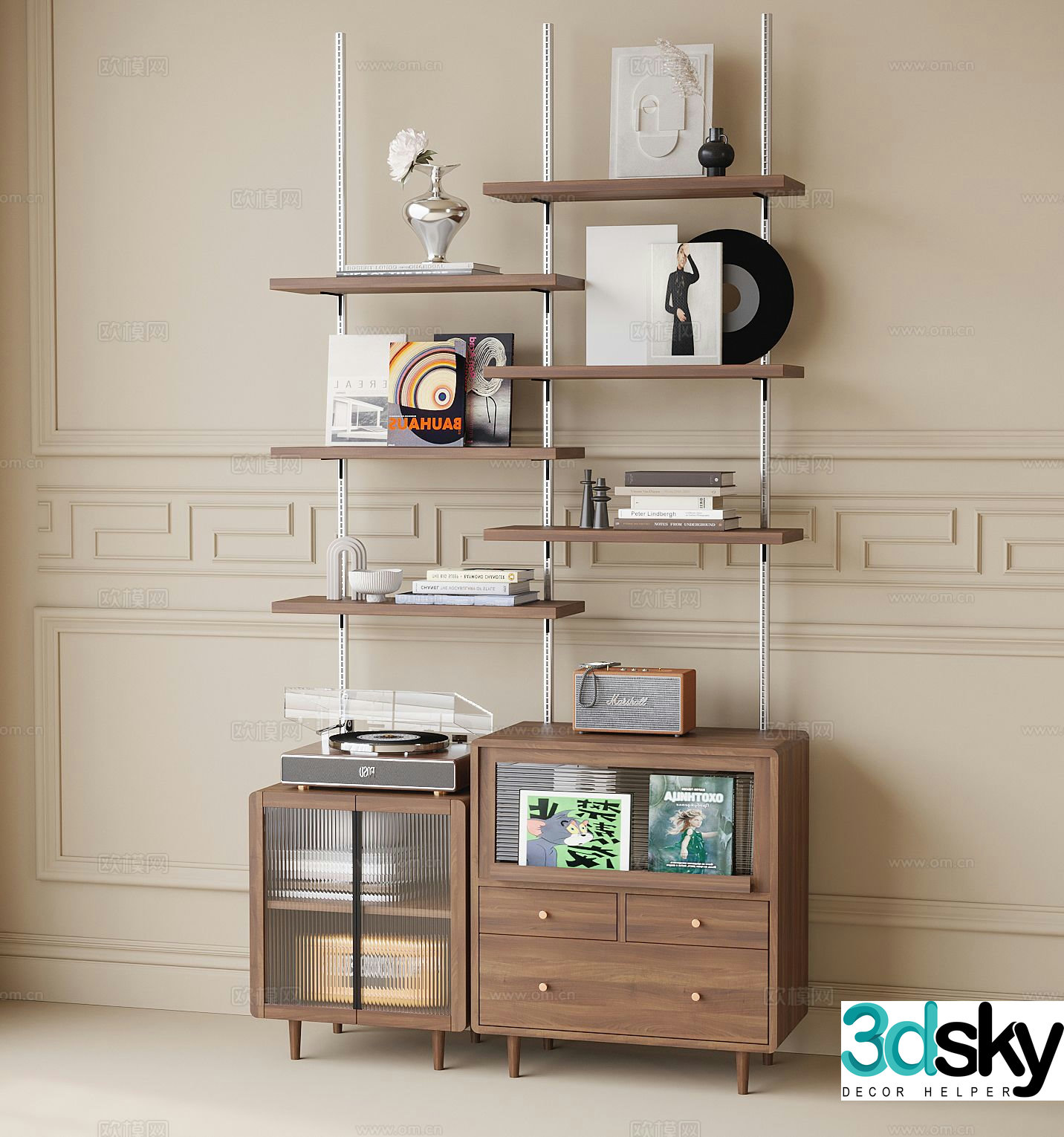 Modern storage rack decorative rack bookshelf 3d model