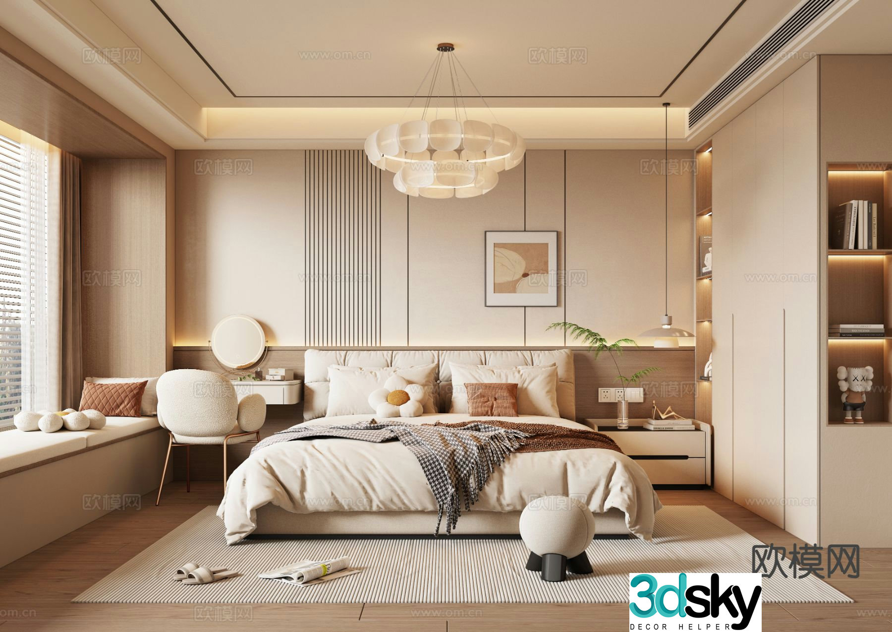 Cream style bedroom master bedroom 3d model