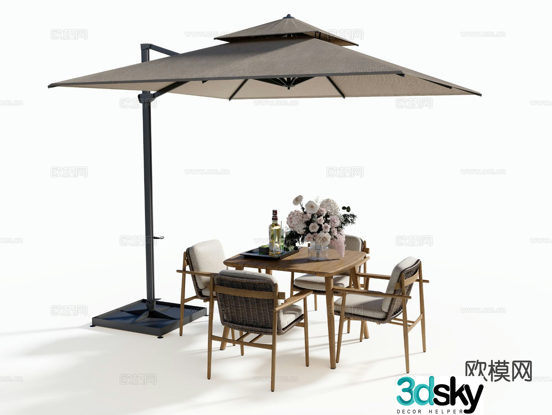 Modern outdoor tables and chairs leisure tables and chairs 3d model