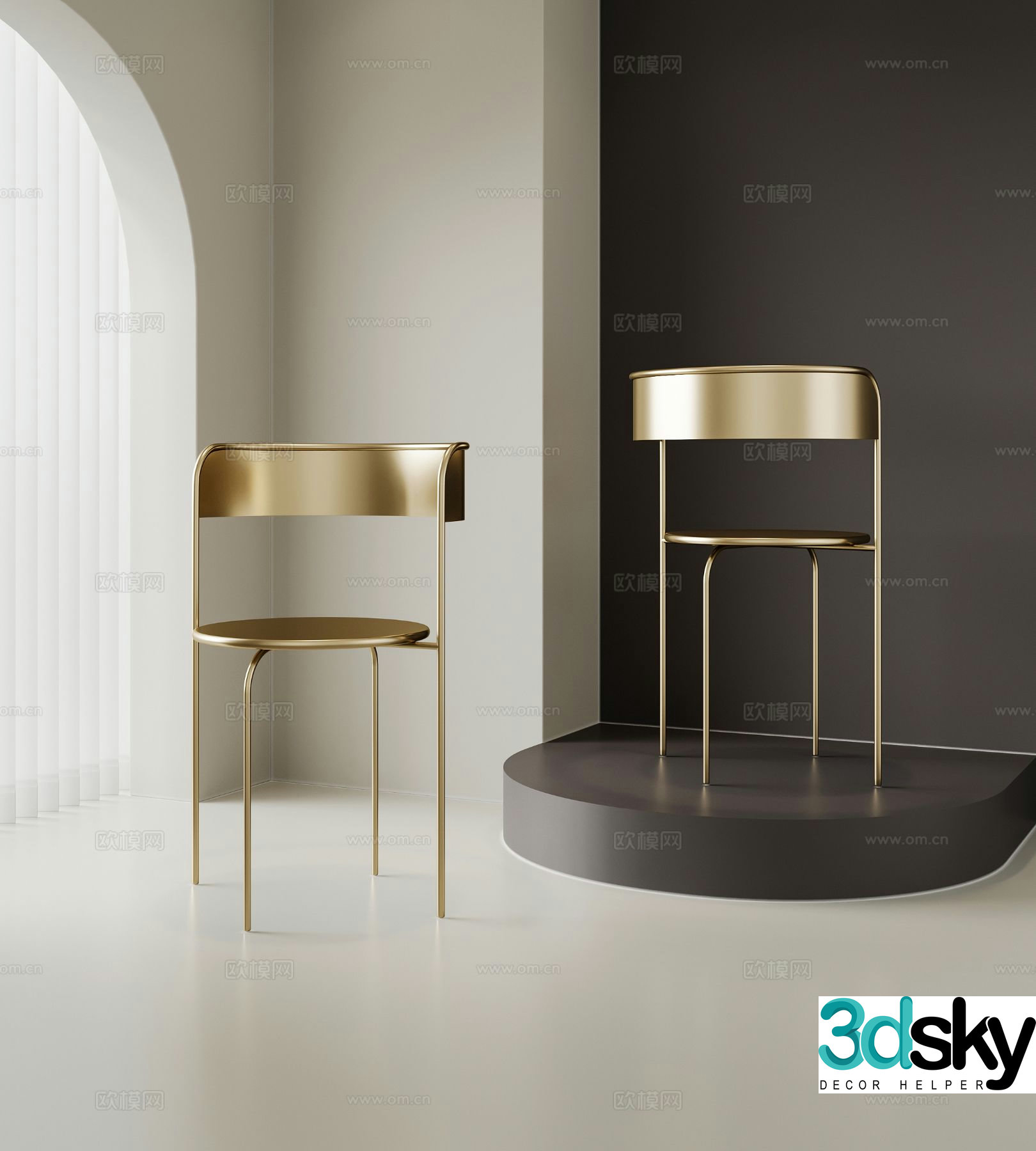 Light luxury chair dining chair single chair 3d model