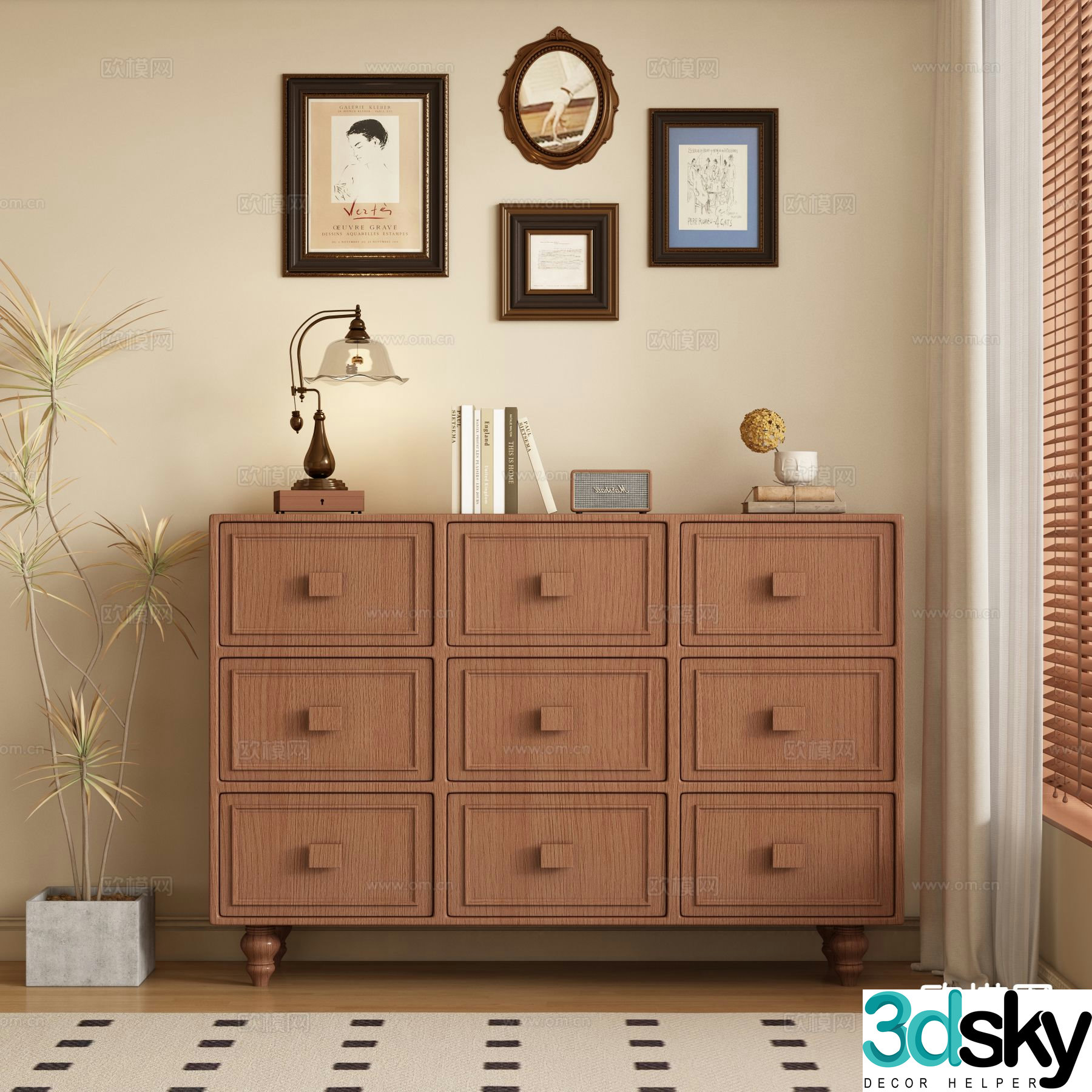 Medieval style entrance cabinet 3D model