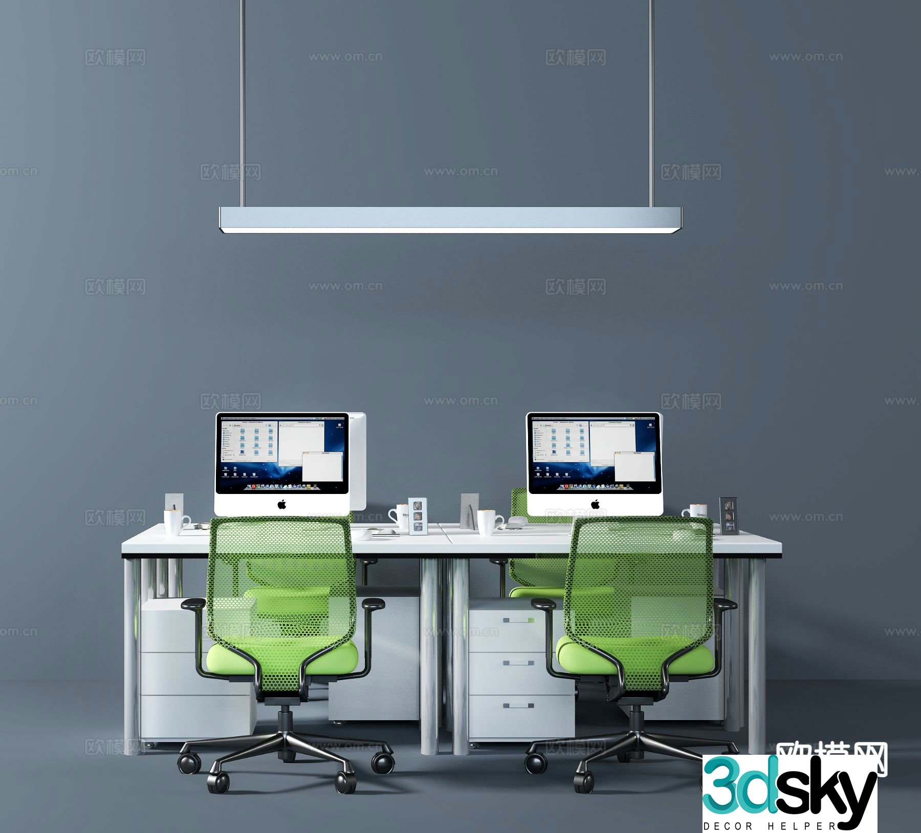 Modern office desk and chair desk 3D model