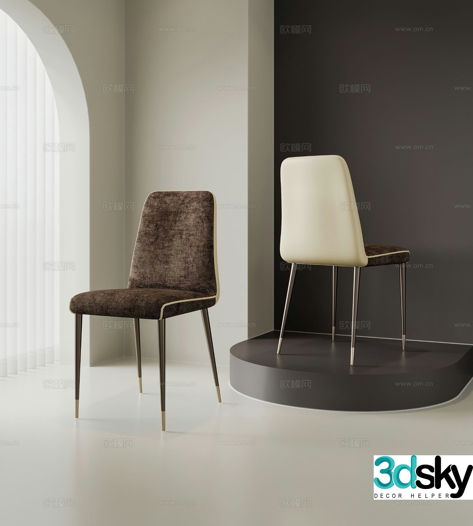 Modern single chair dining chair chair 3d model