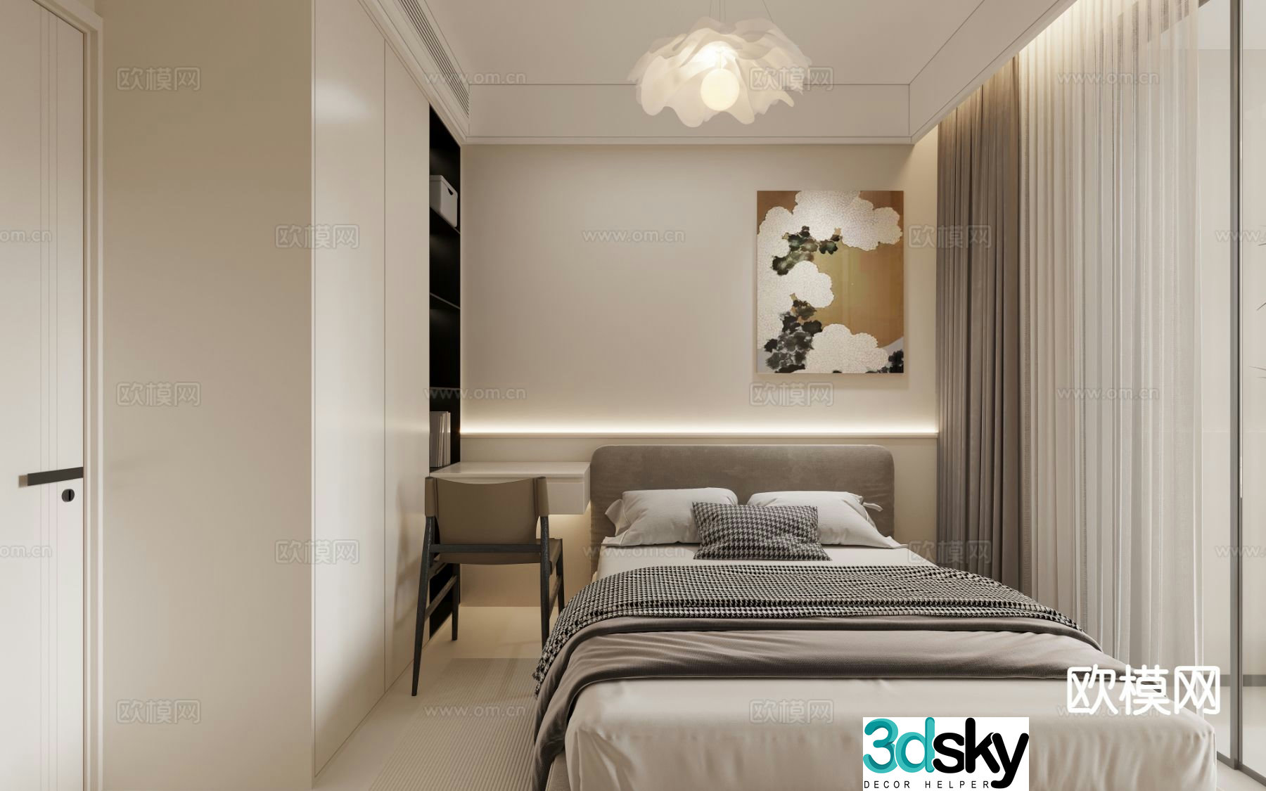 Modern bedroom second bedroom 3d model