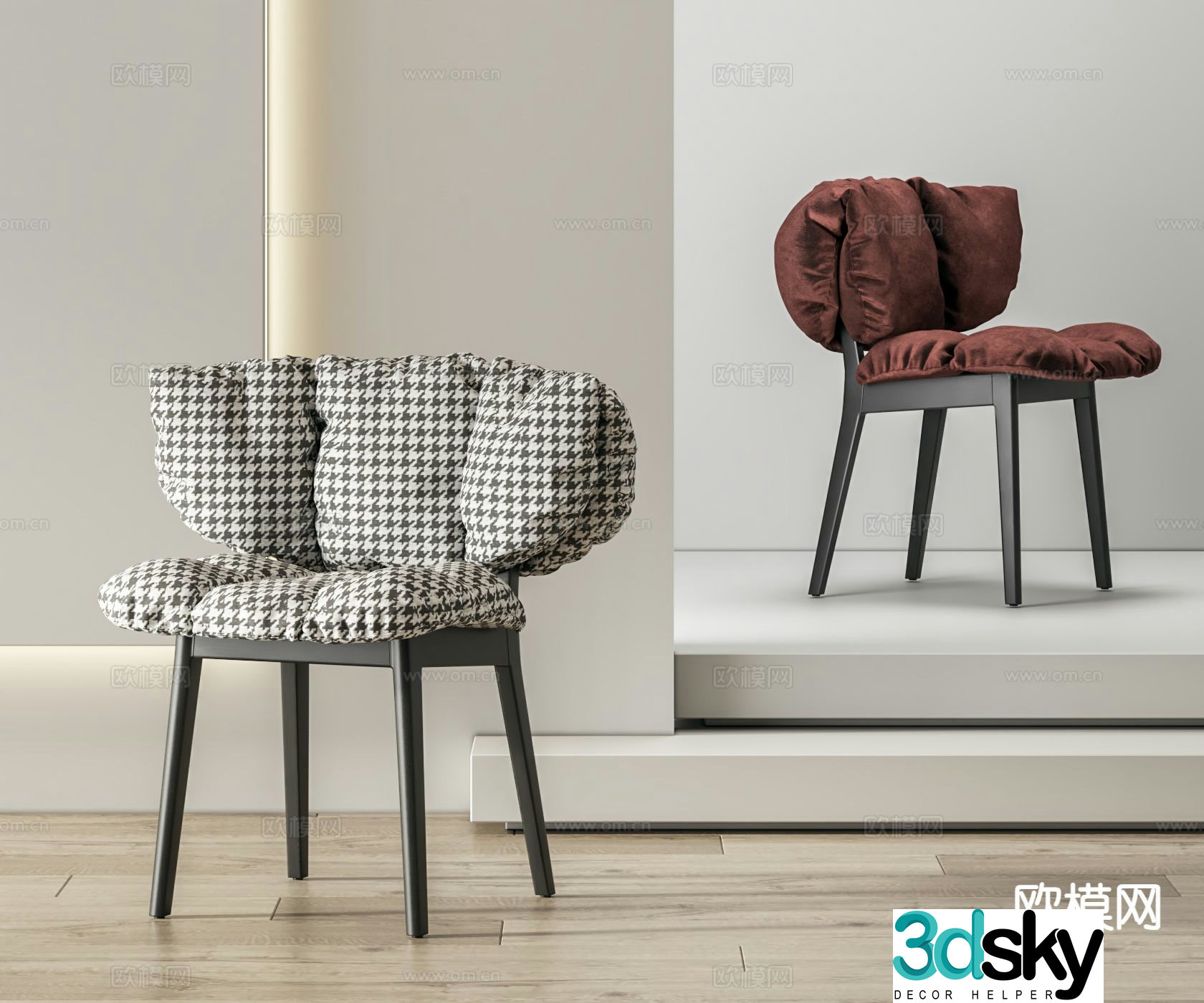Edra modern single chair dining chair fabric dining chair 3d model