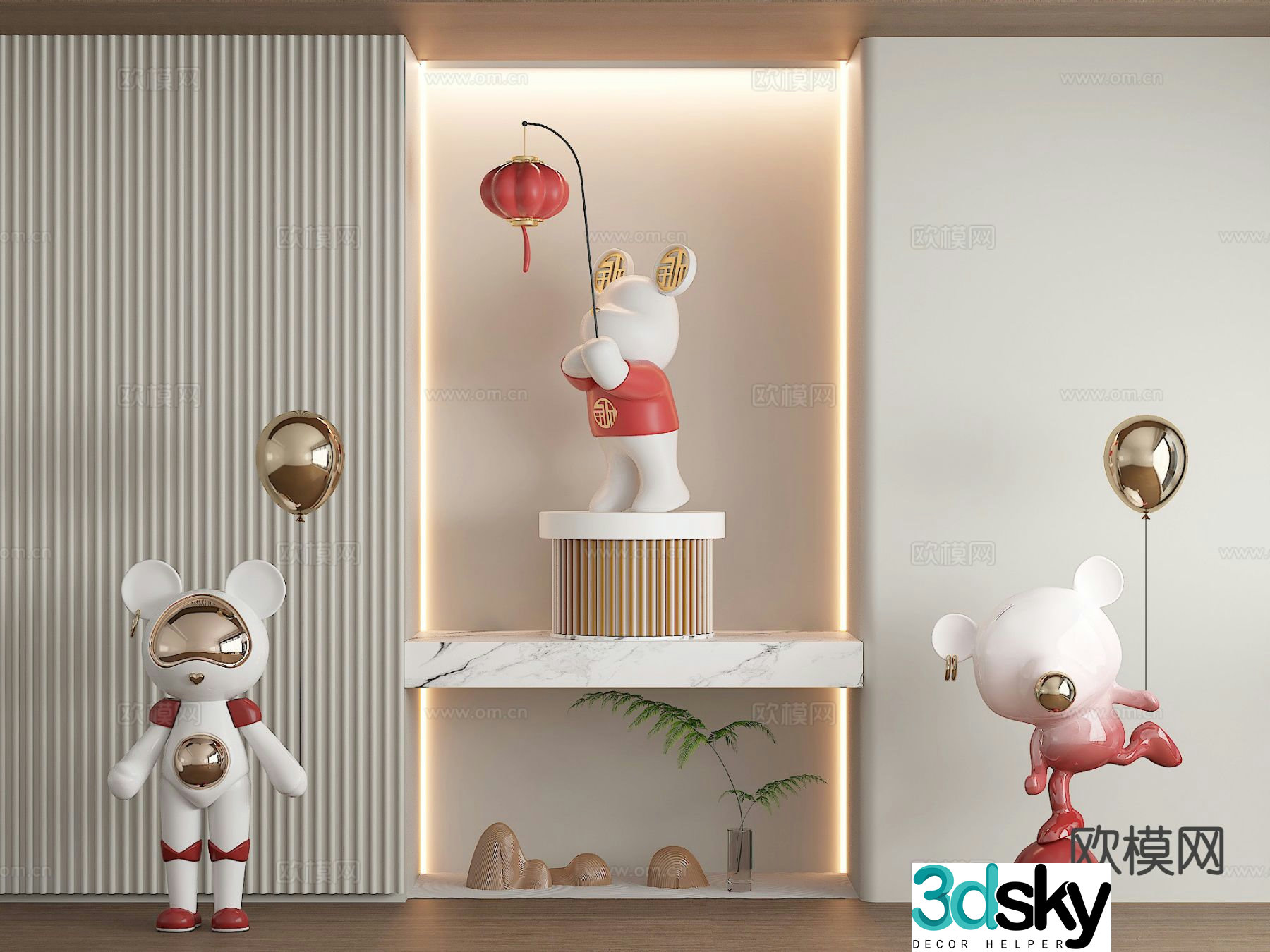 Cartoon doll trendy toy national trendy doll 3d model