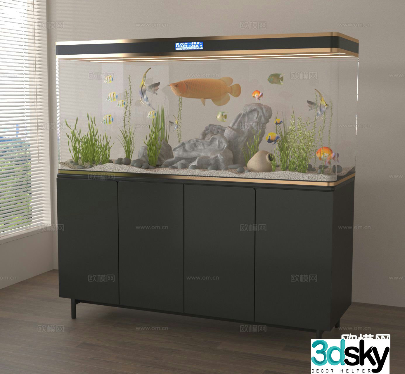 Modern fish tank glass fish tank aquarium 3d model