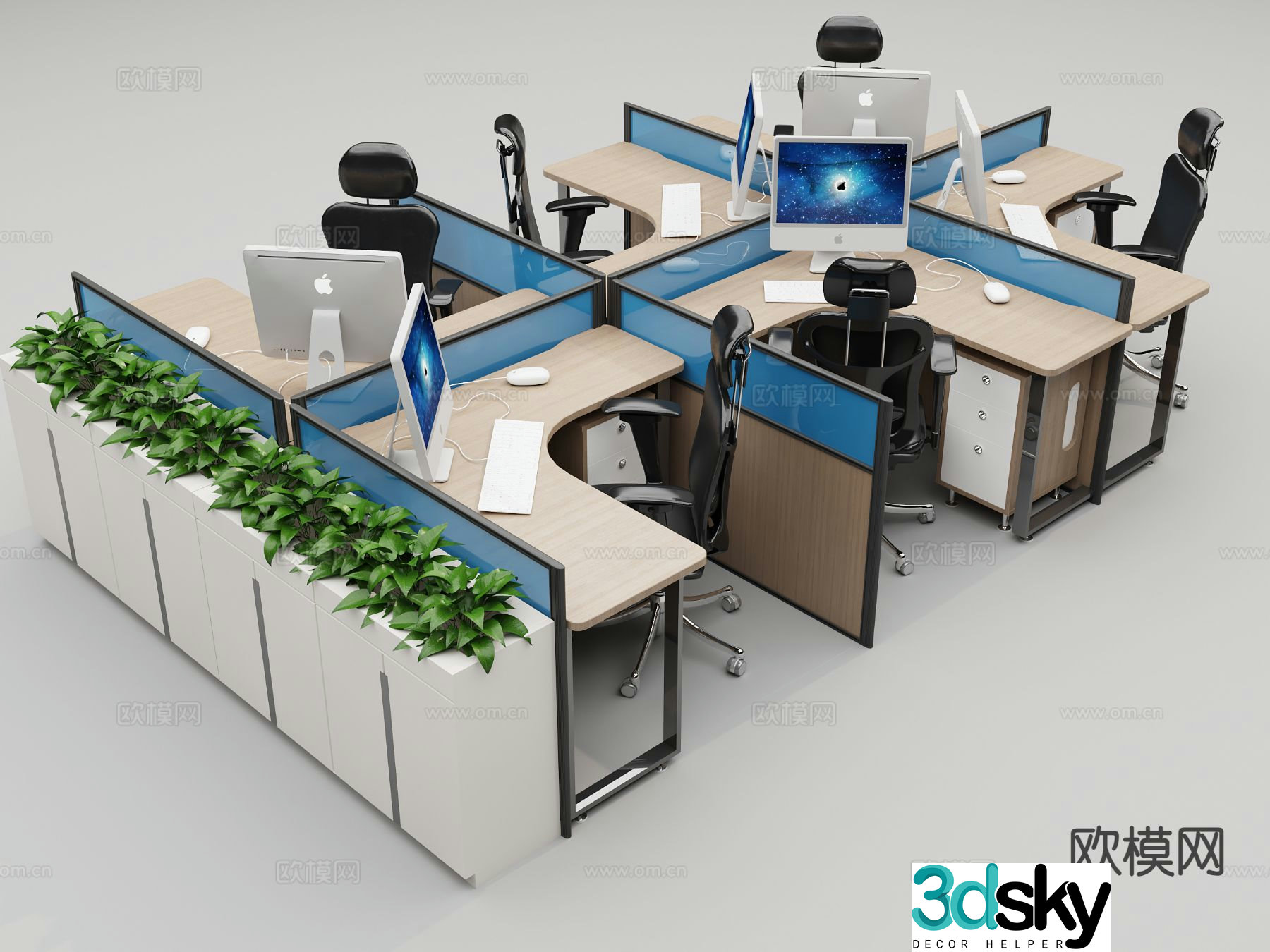 Card station desk 3D model