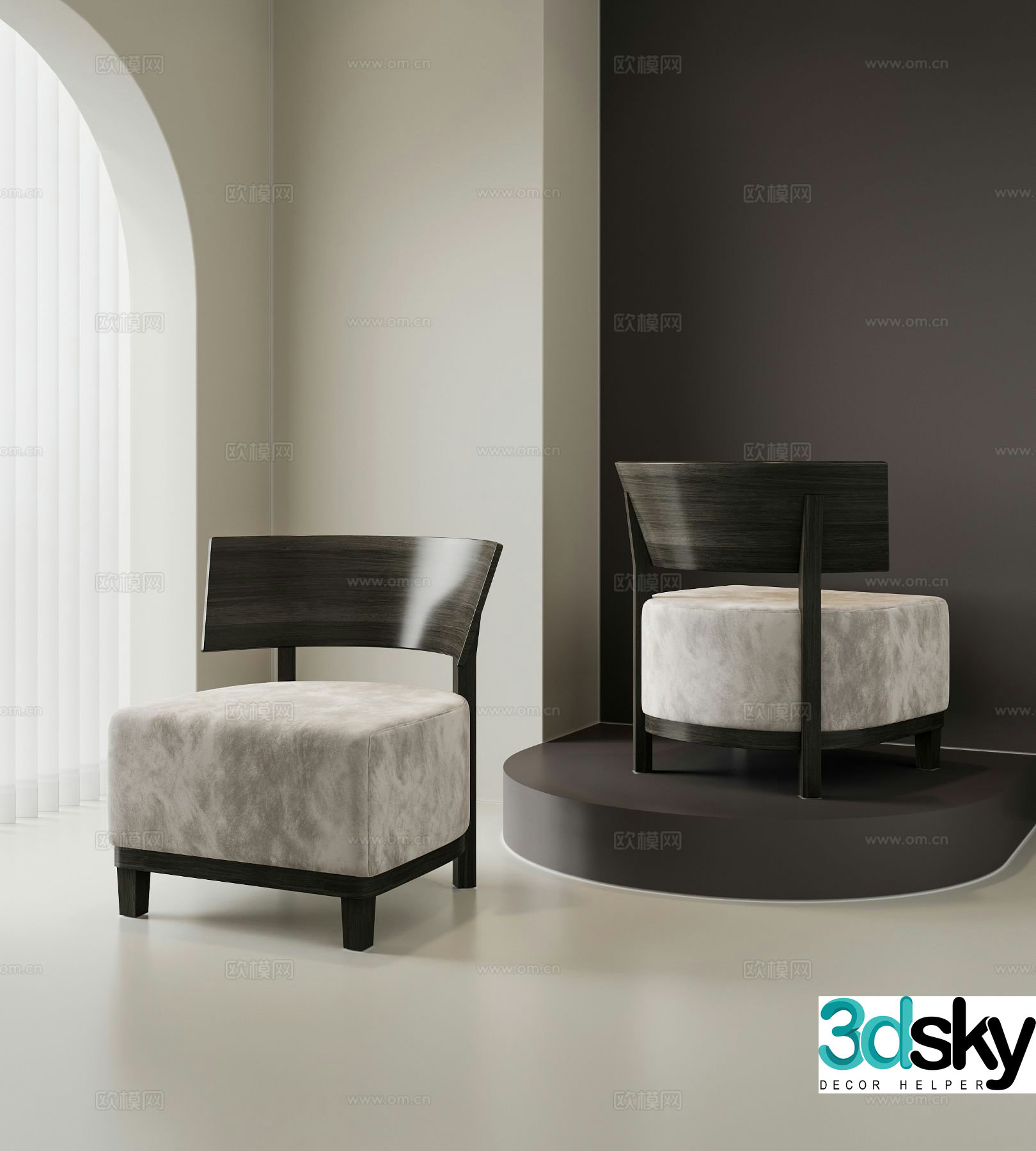 Italian leisure chair dining chair chair 3d model