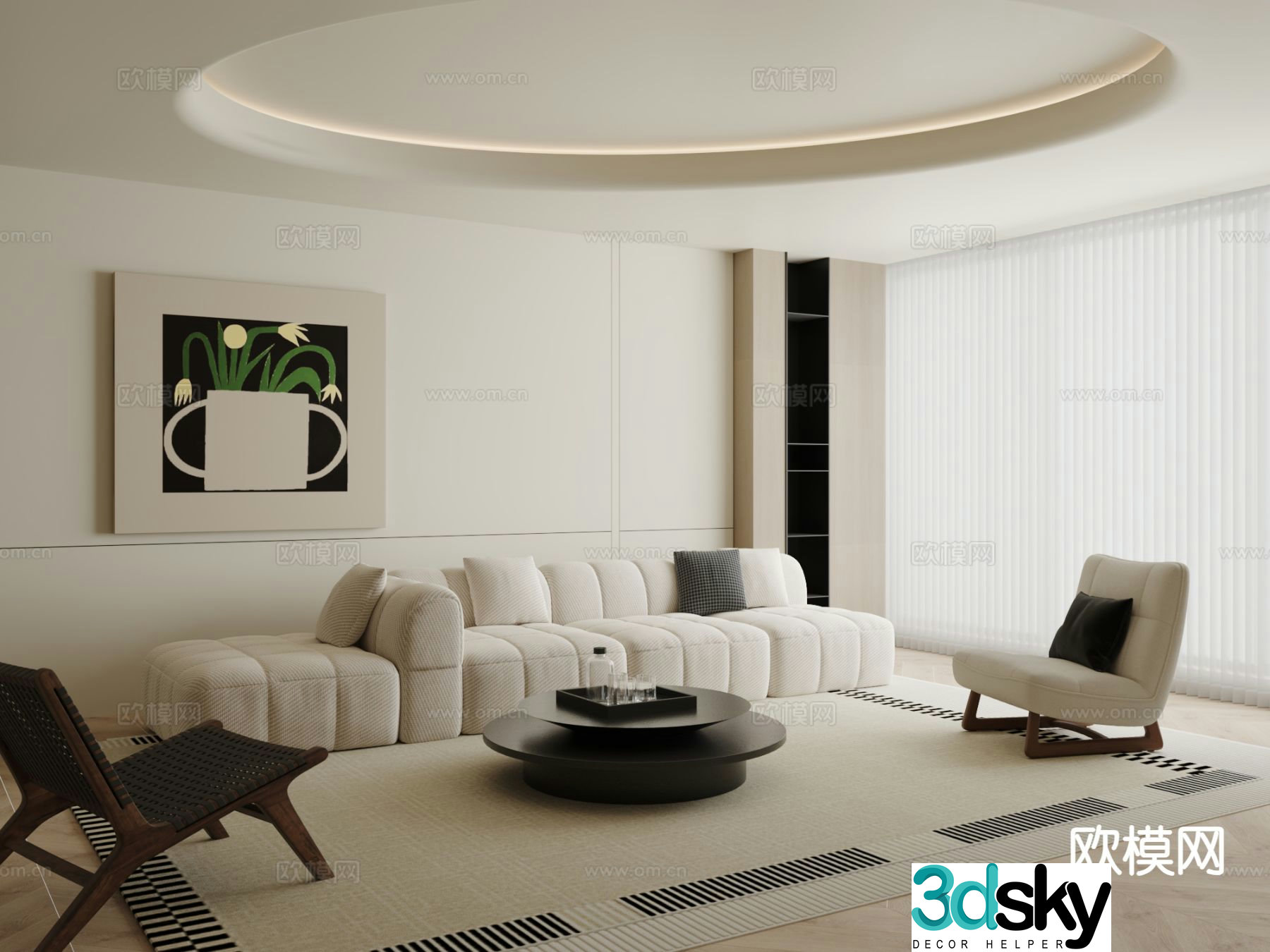 Cream style modular sofa 3d model