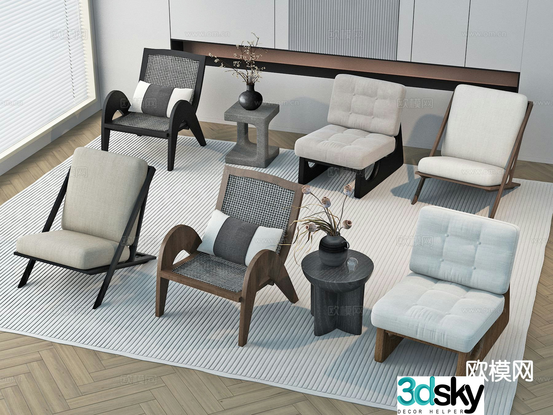 Wabi-sabi chair leisure chair 3d model