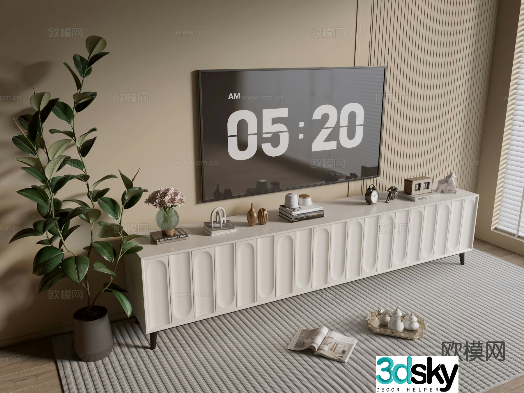 Cream style TV cabinet 3d model