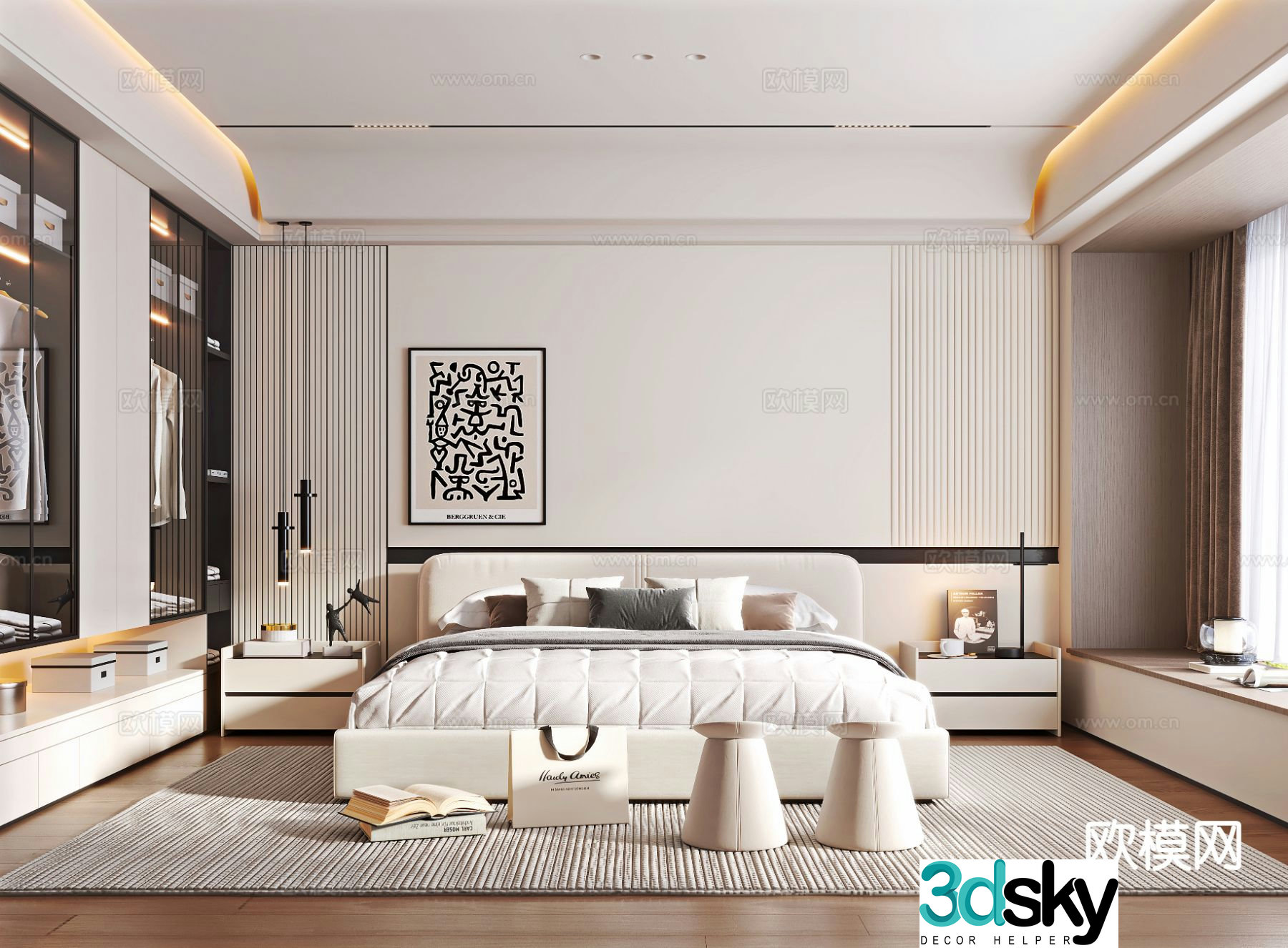 Modern bedroom master bedroom 3d model