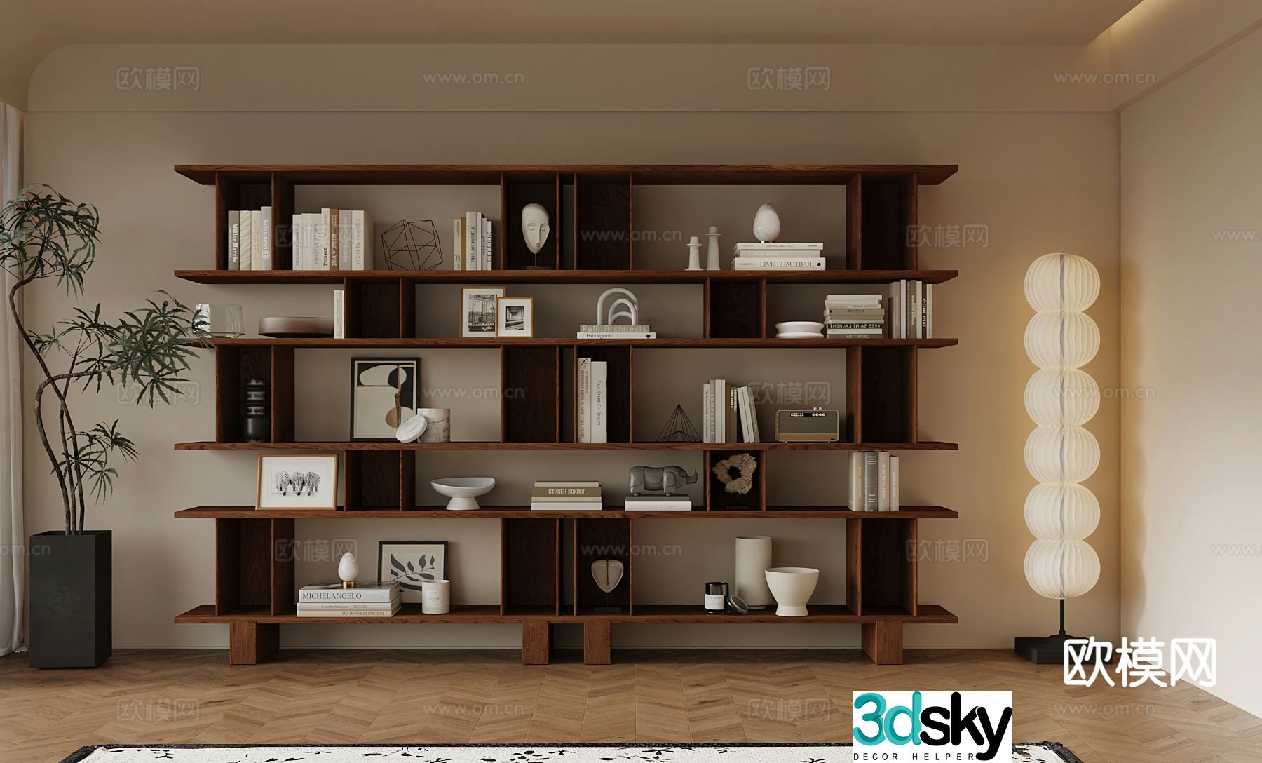 Medieval style bookcase bookshelf 3d model