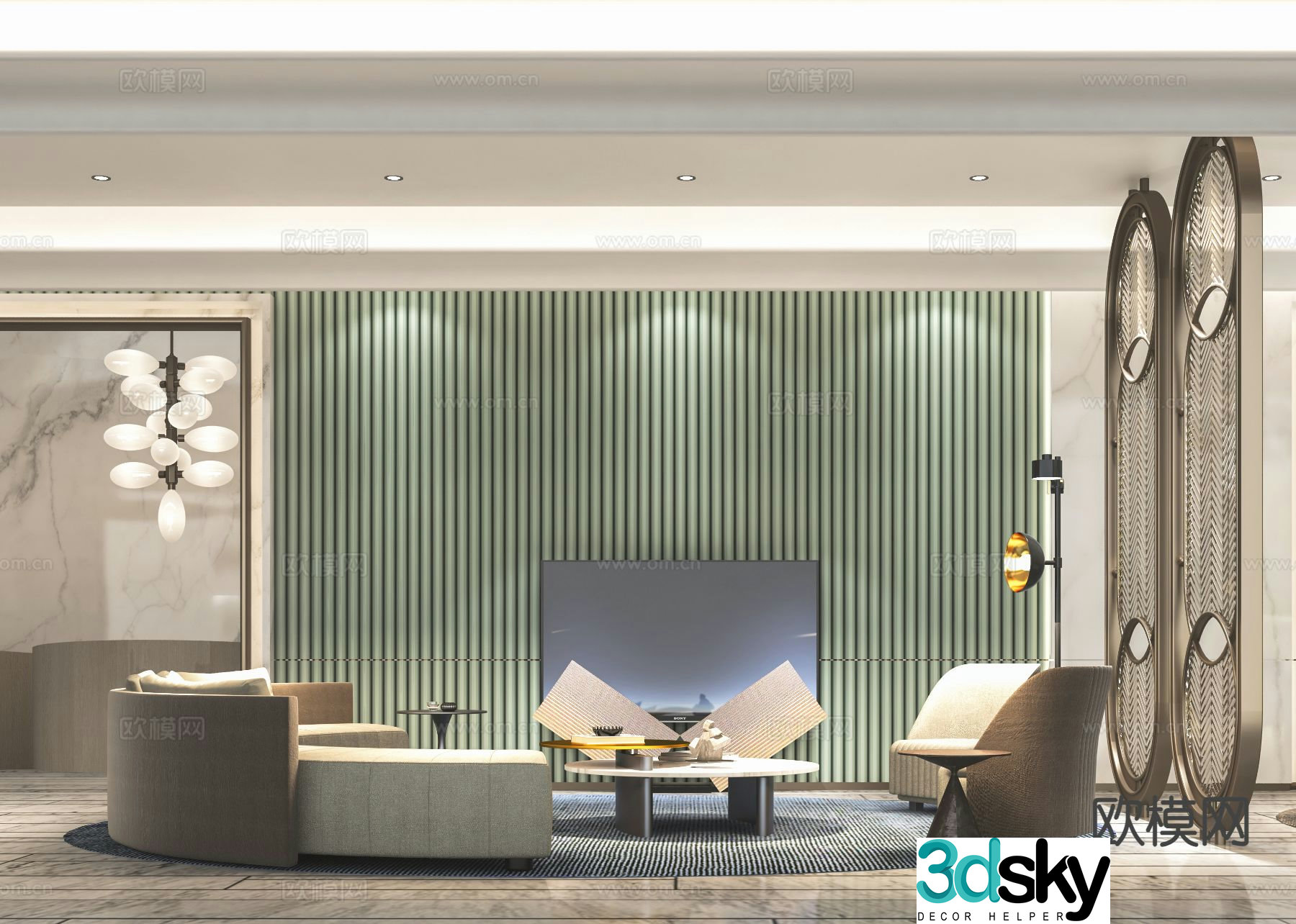 Light luxury restaurant horizontal hall 3D model