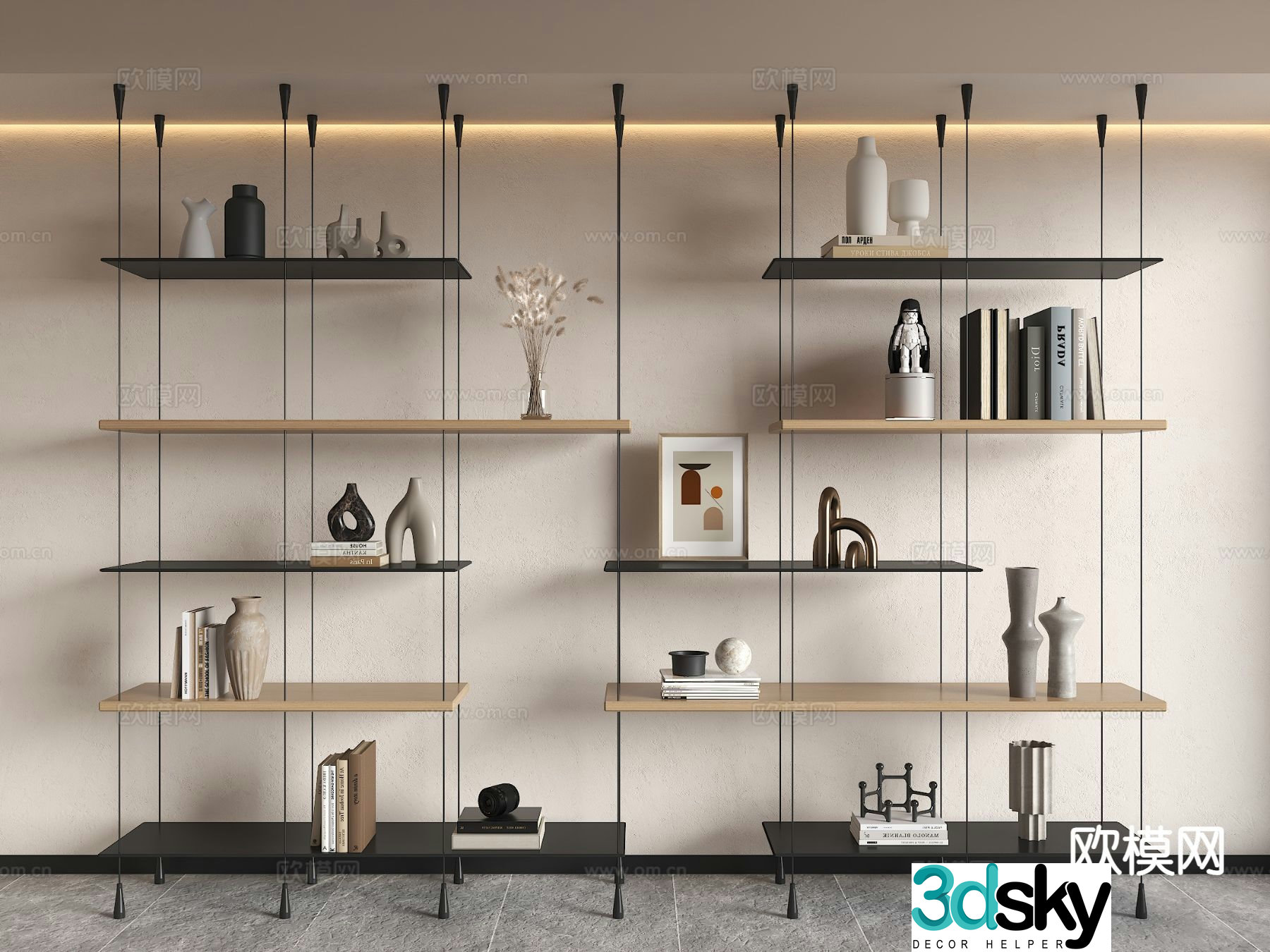 Modern bookshelf storage rack 3d model