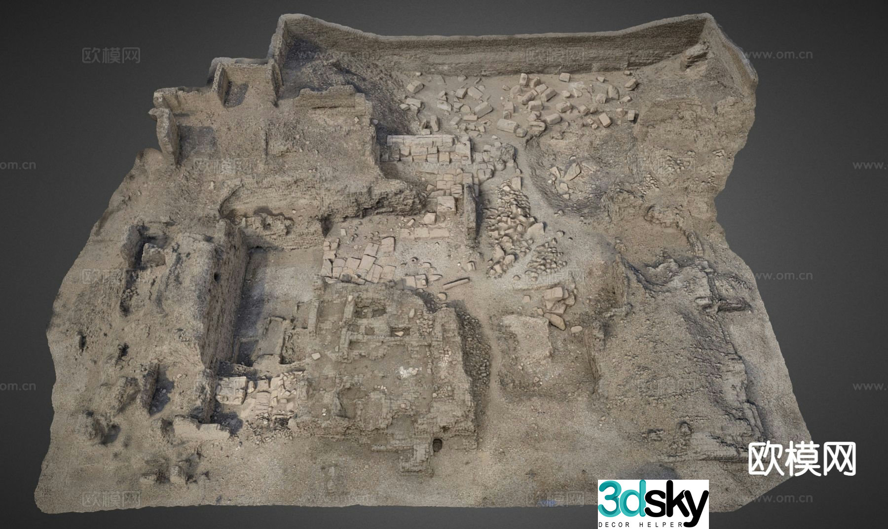 Archaeological Sites The High Gate of Medina Habu Egyptian Ruins 3D Model
