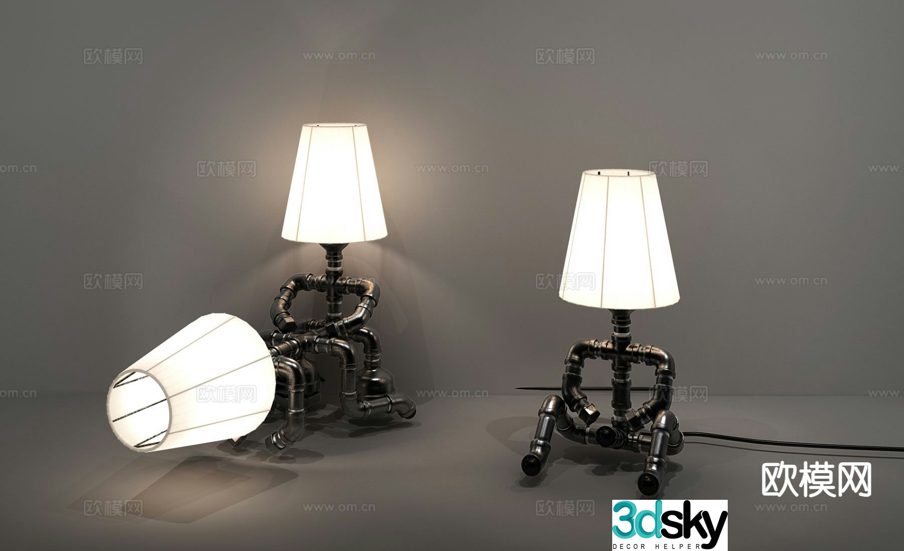 Industrial style desk lamp creative desk lamp 3d model