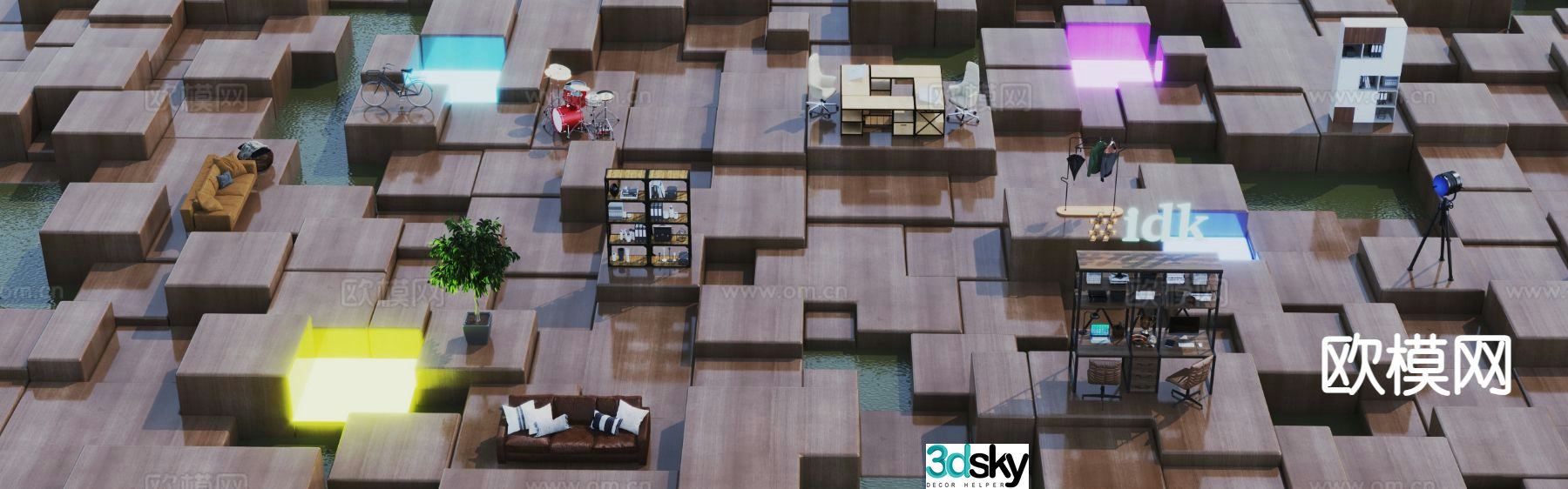 circuit board concept scene office supplies technology science fiction 3d model