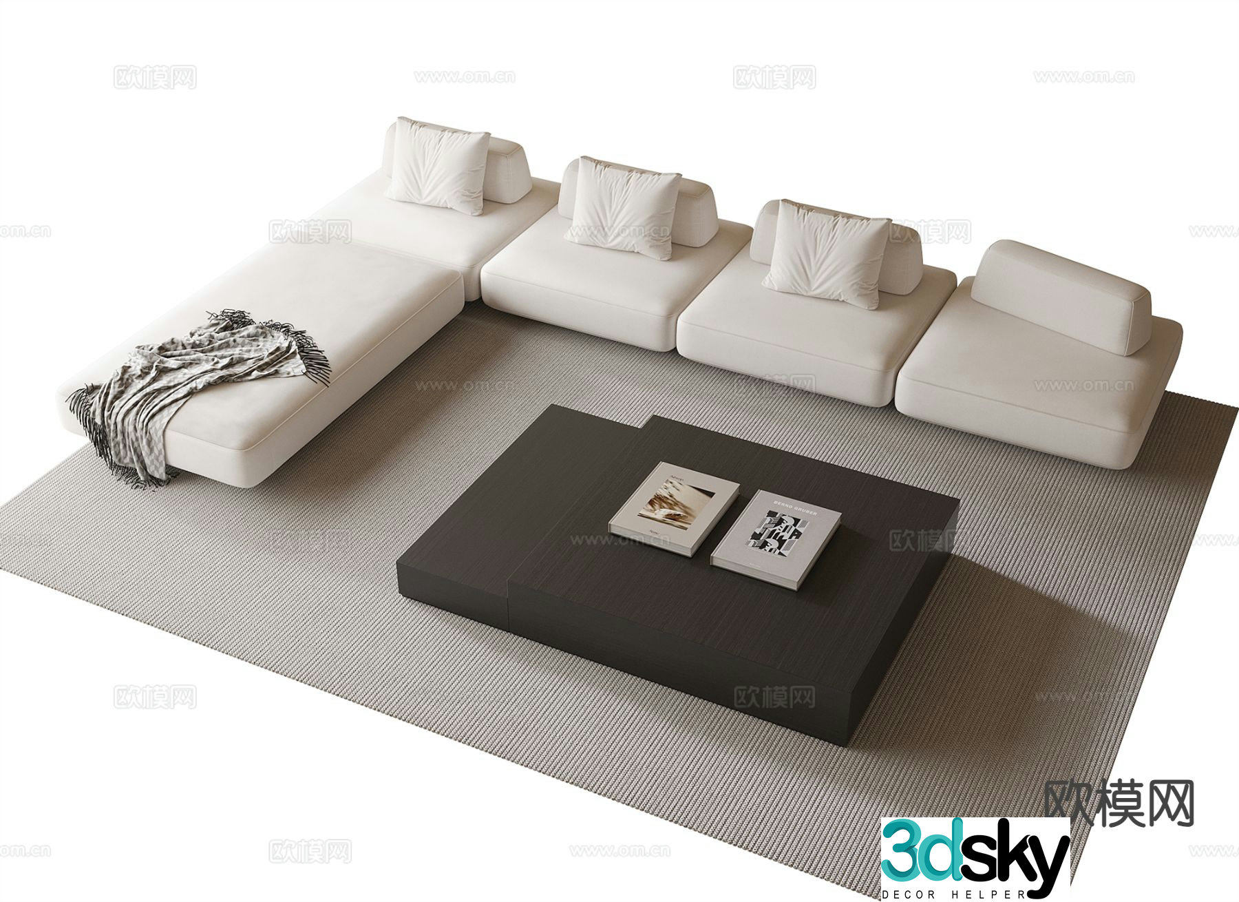 Modern corner sofa coffee table modular sofa 3d model