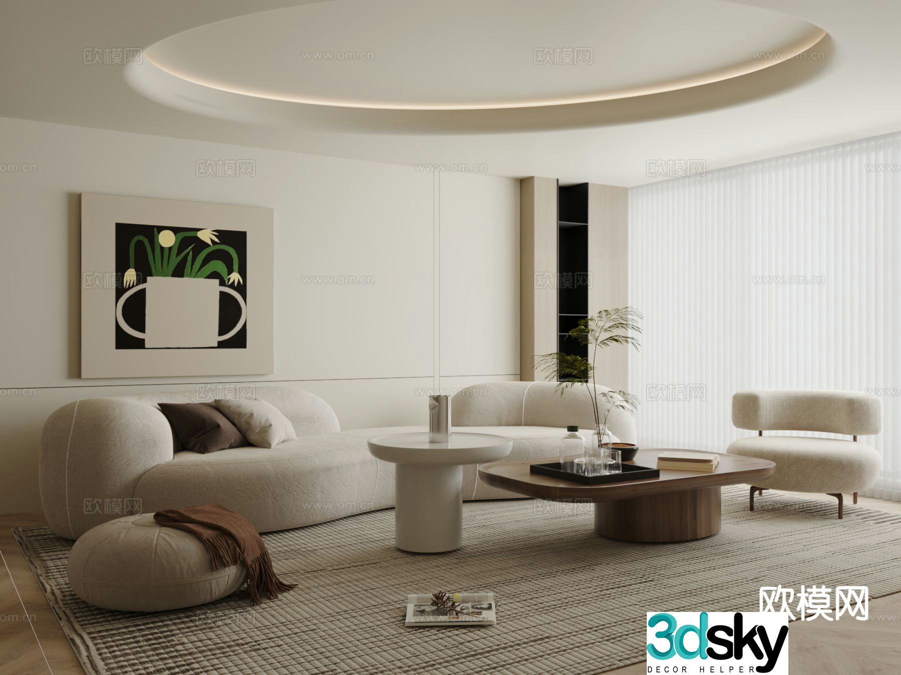 Wabi Sabi modular sofa curved sofa 3d model