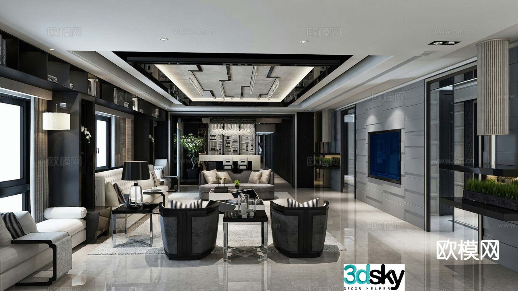 Modern living room 3d model