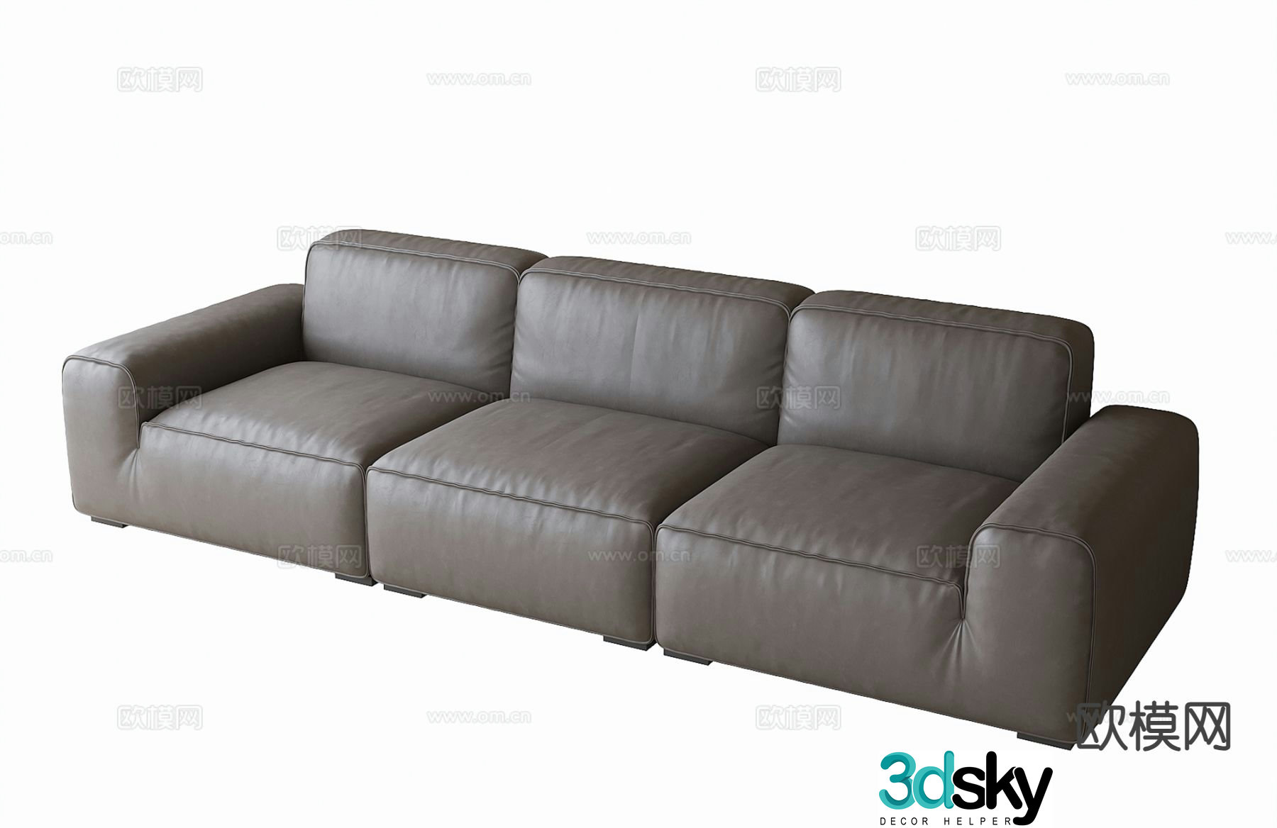 Three seater sofa leather sofa 3d model