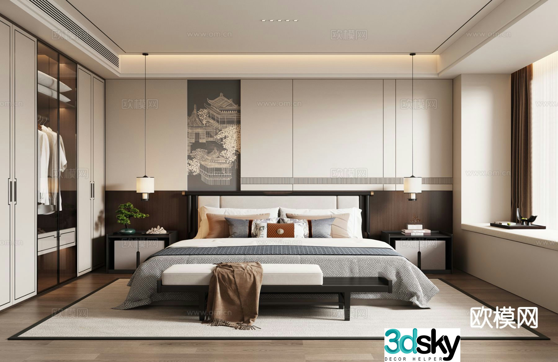 New Chinese style bedroom master bedroom 3d model