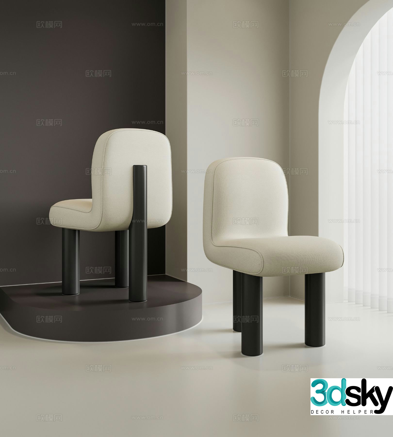 Italian leisure chair dining chair chair 3d model