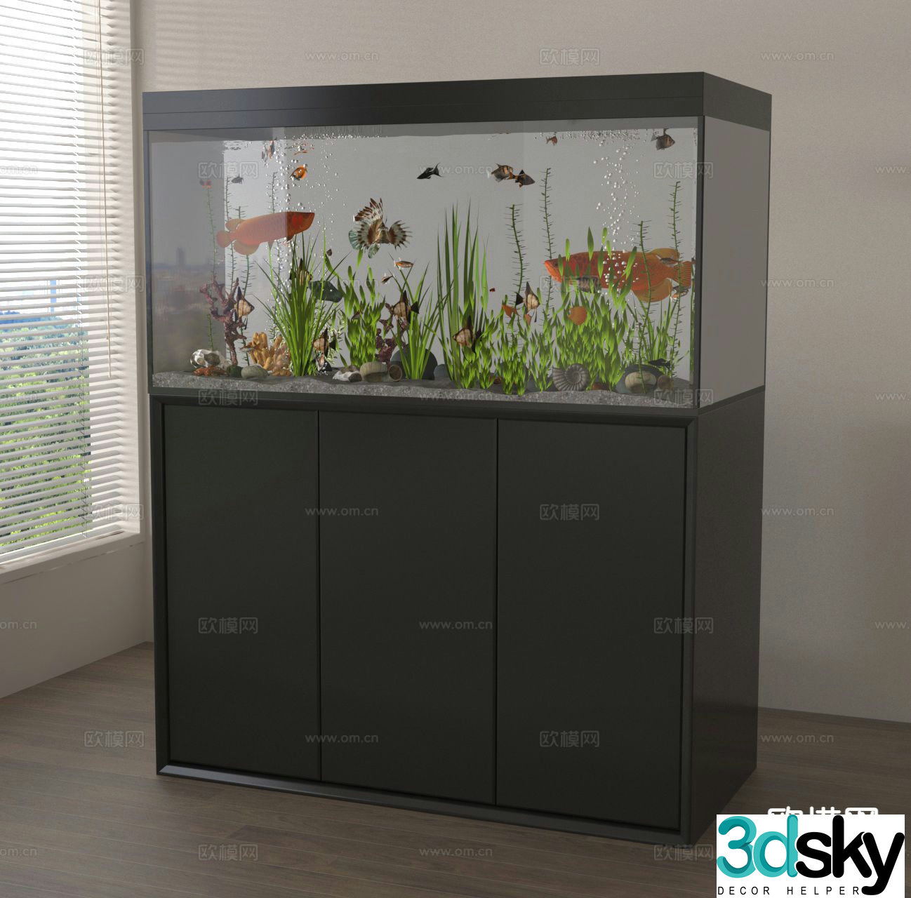 Modern fish tank glass fish tank aquarium 3d model