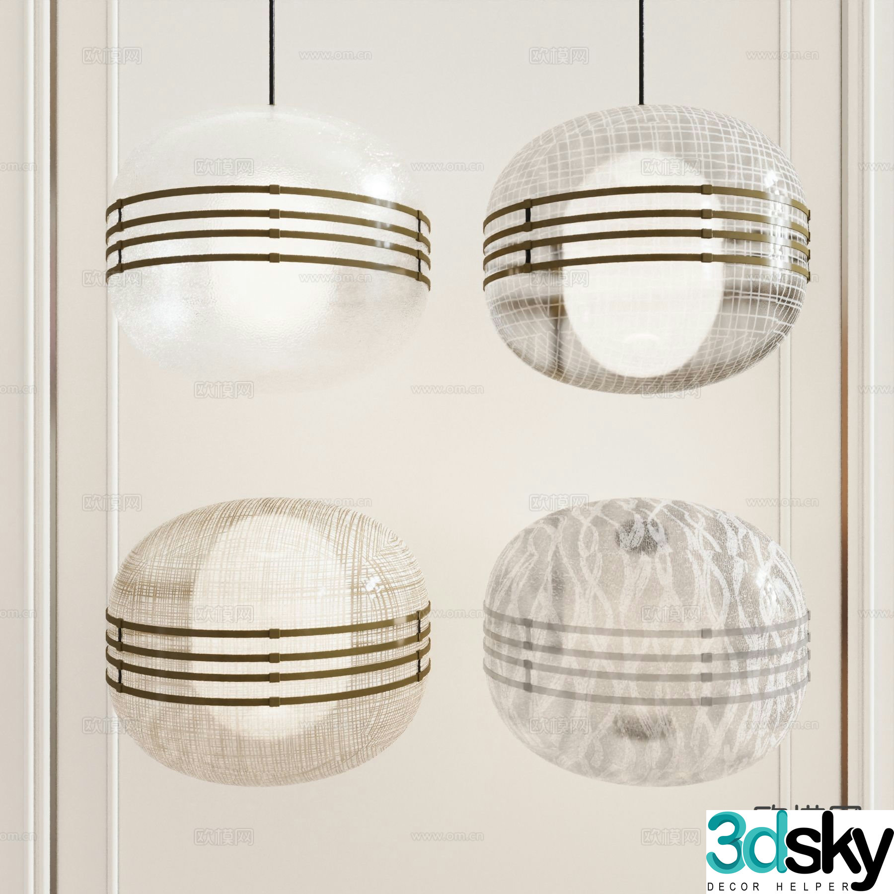Modern spherical chandelier 3d model