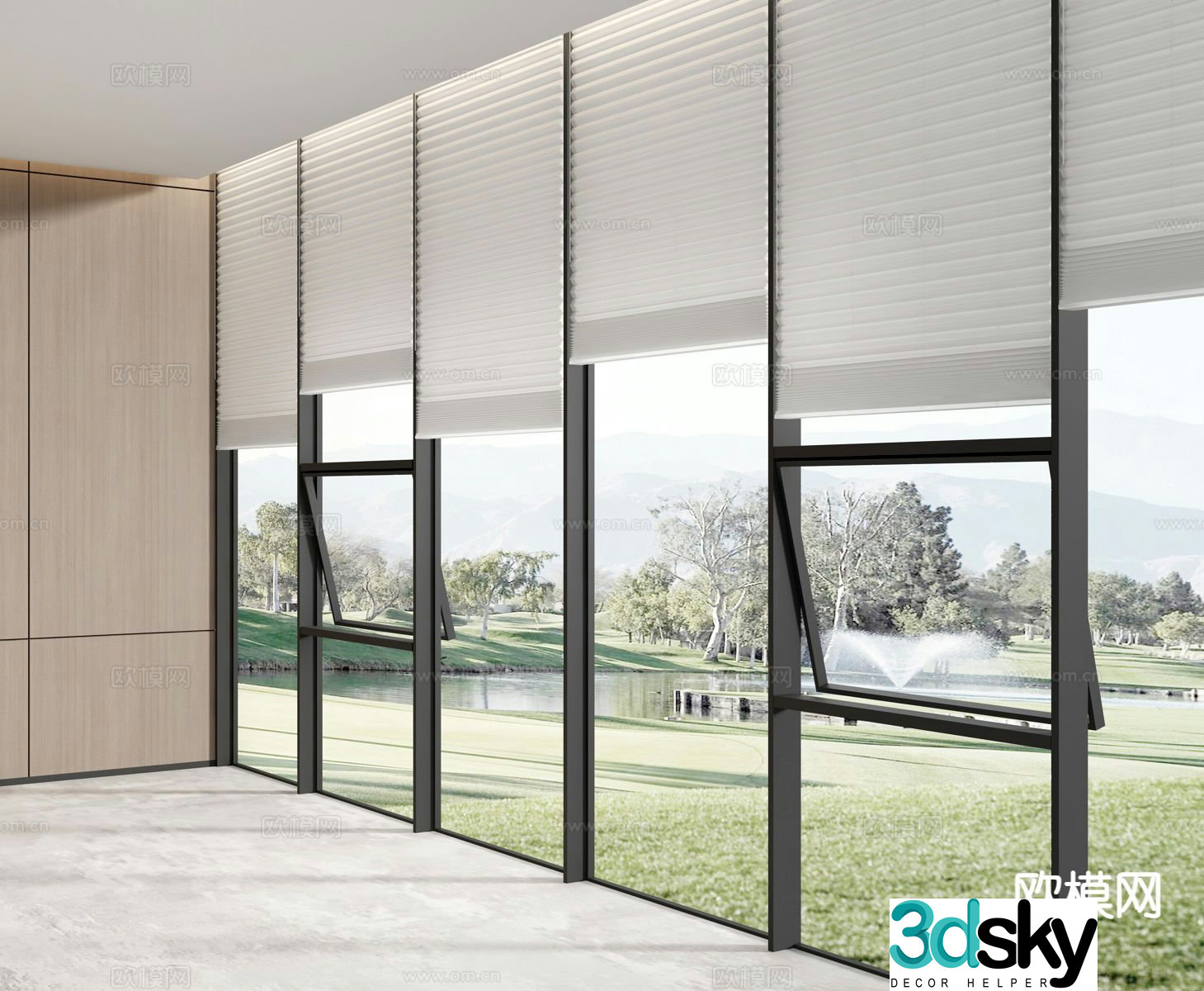 Shangri-La Curtain Venetian Curtain Wall Window 3D Model