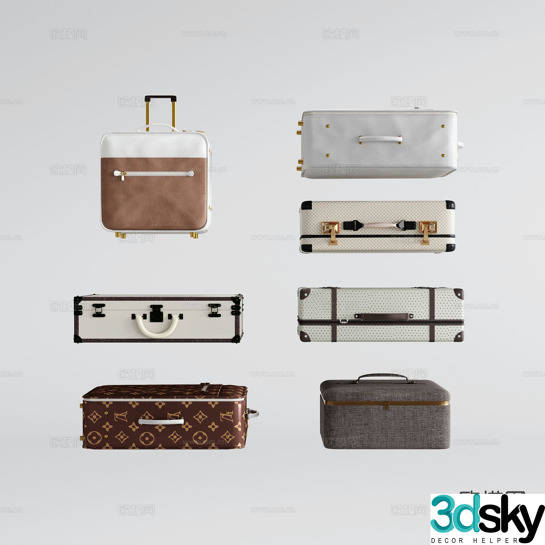 Modern suitcase luggage suitcase travel suitcase trolley case 3d model