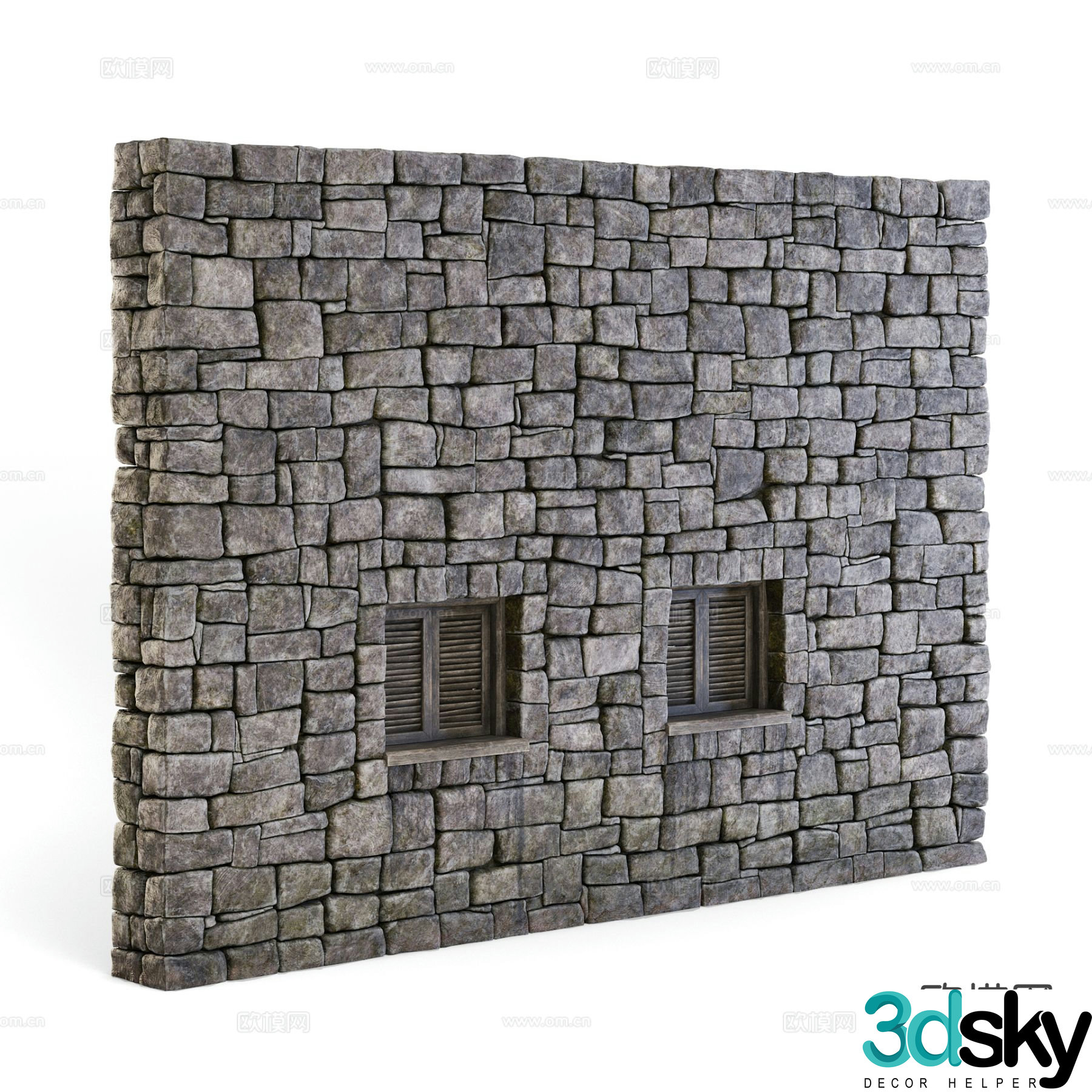 Rough stone wall brick wall wall retro wall tile stone wall 3d model