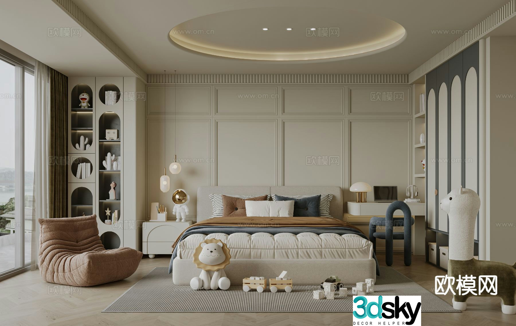 Cream style children’s room 3D model of children’s room