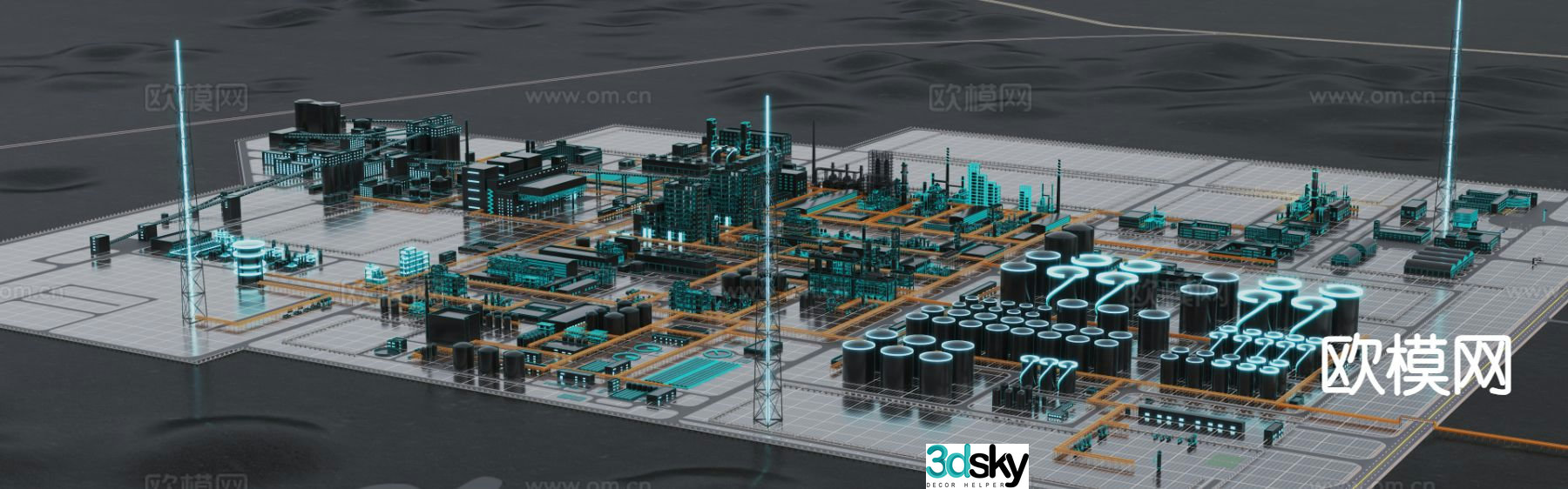 Technology industrial factory future factory scene 3d model