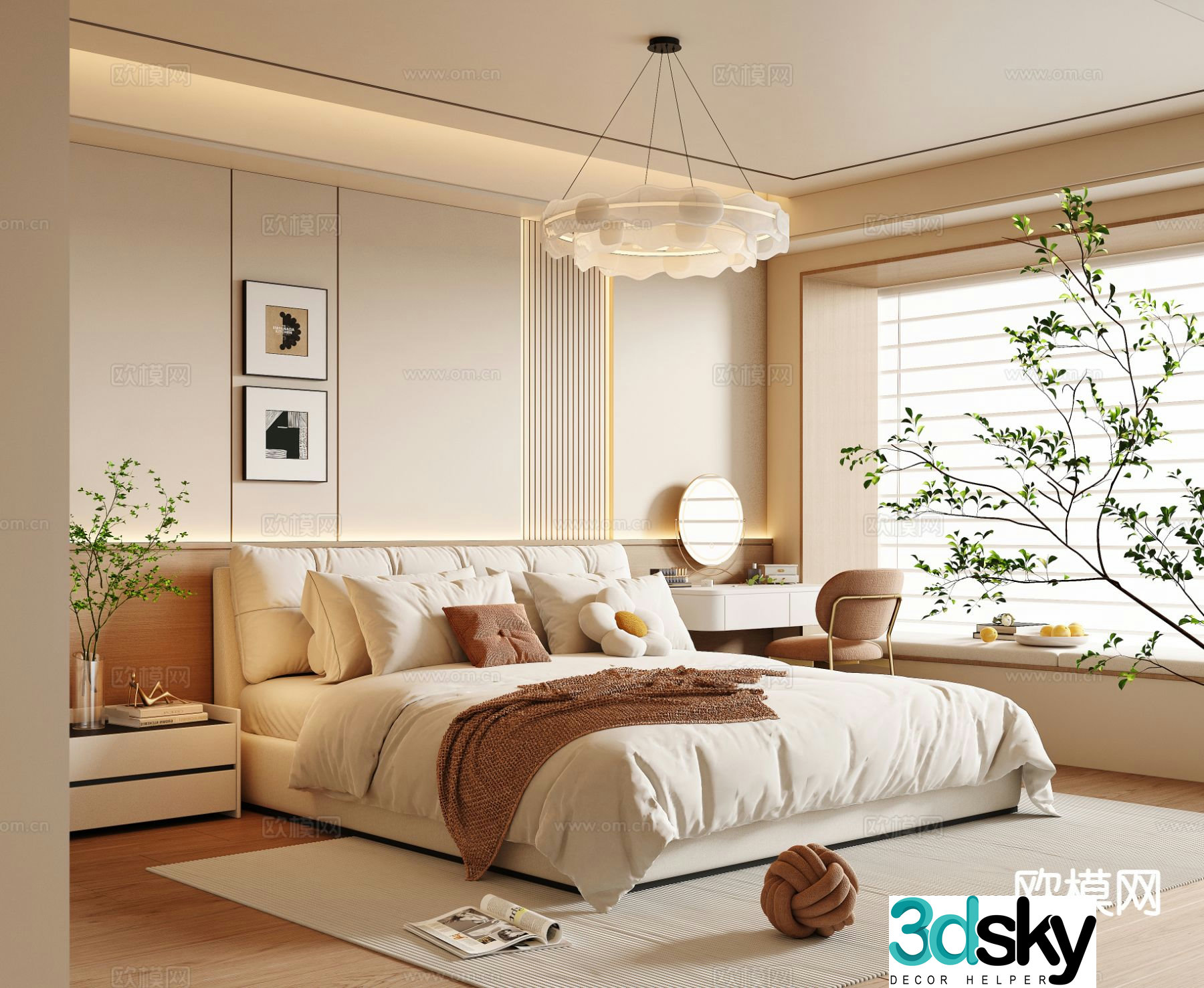 Cream style bedroom master bedroom 3d model