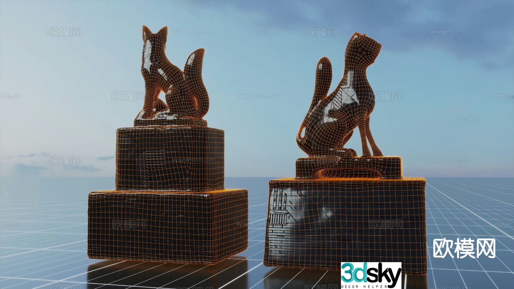 Animal technology sculpture pedestal statue 3d model