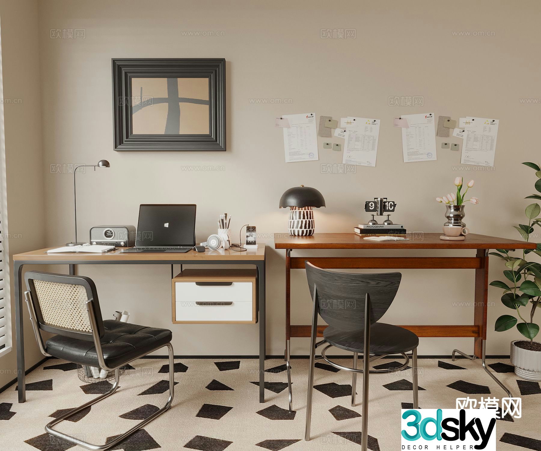 Medieval style desk desk 3d model