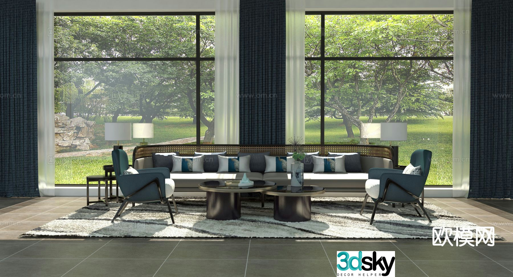 New Chinese style modular sofa 3d model