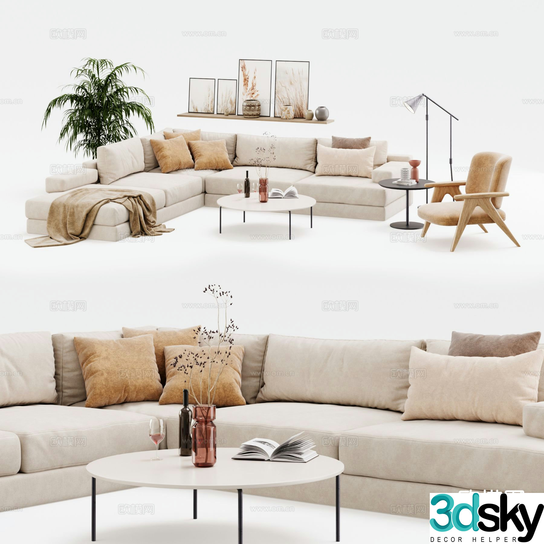 Modern modular sofa corner sofa 3d model