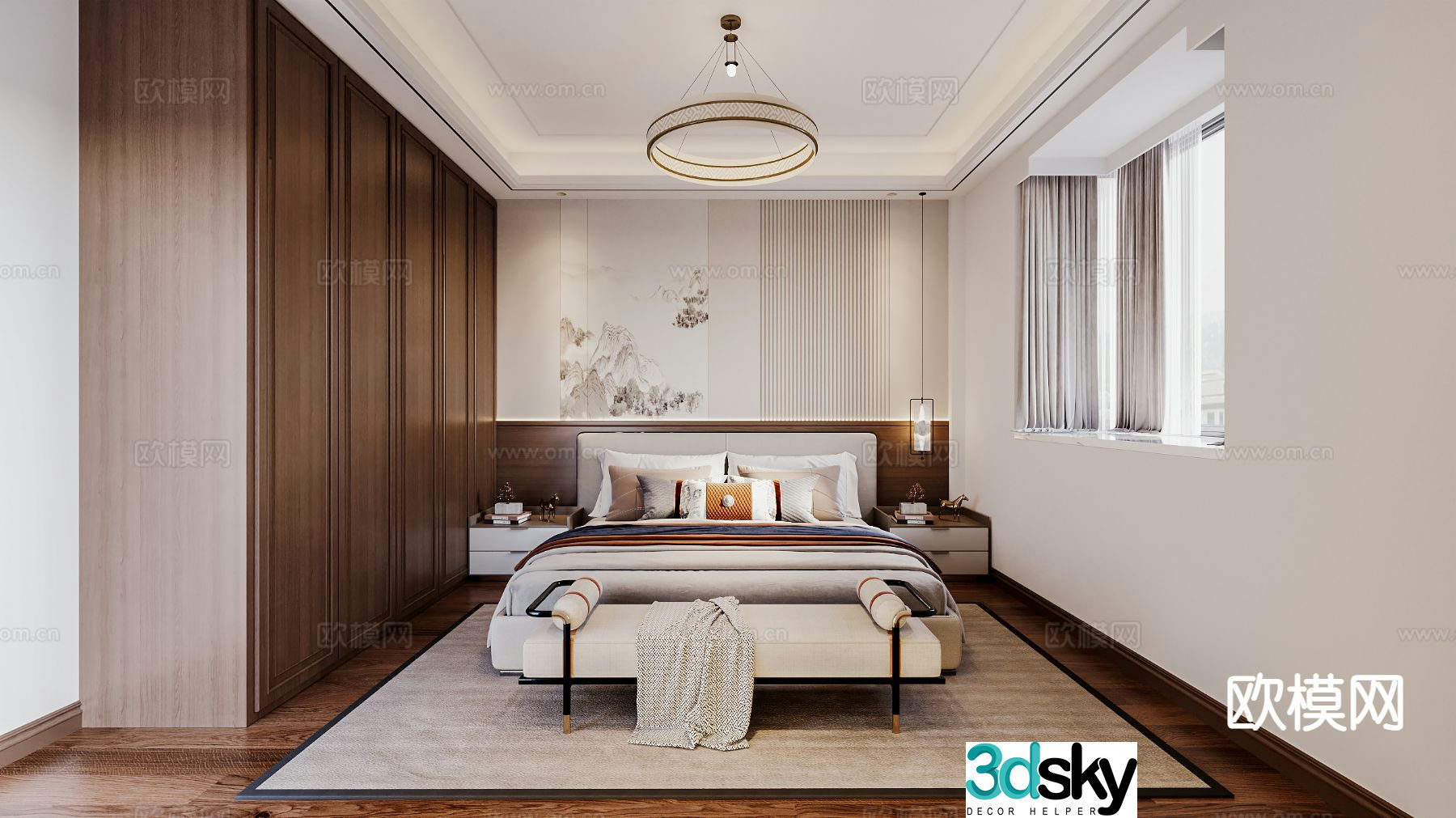New Chinese style bedroom master bedroom elders room 3d model