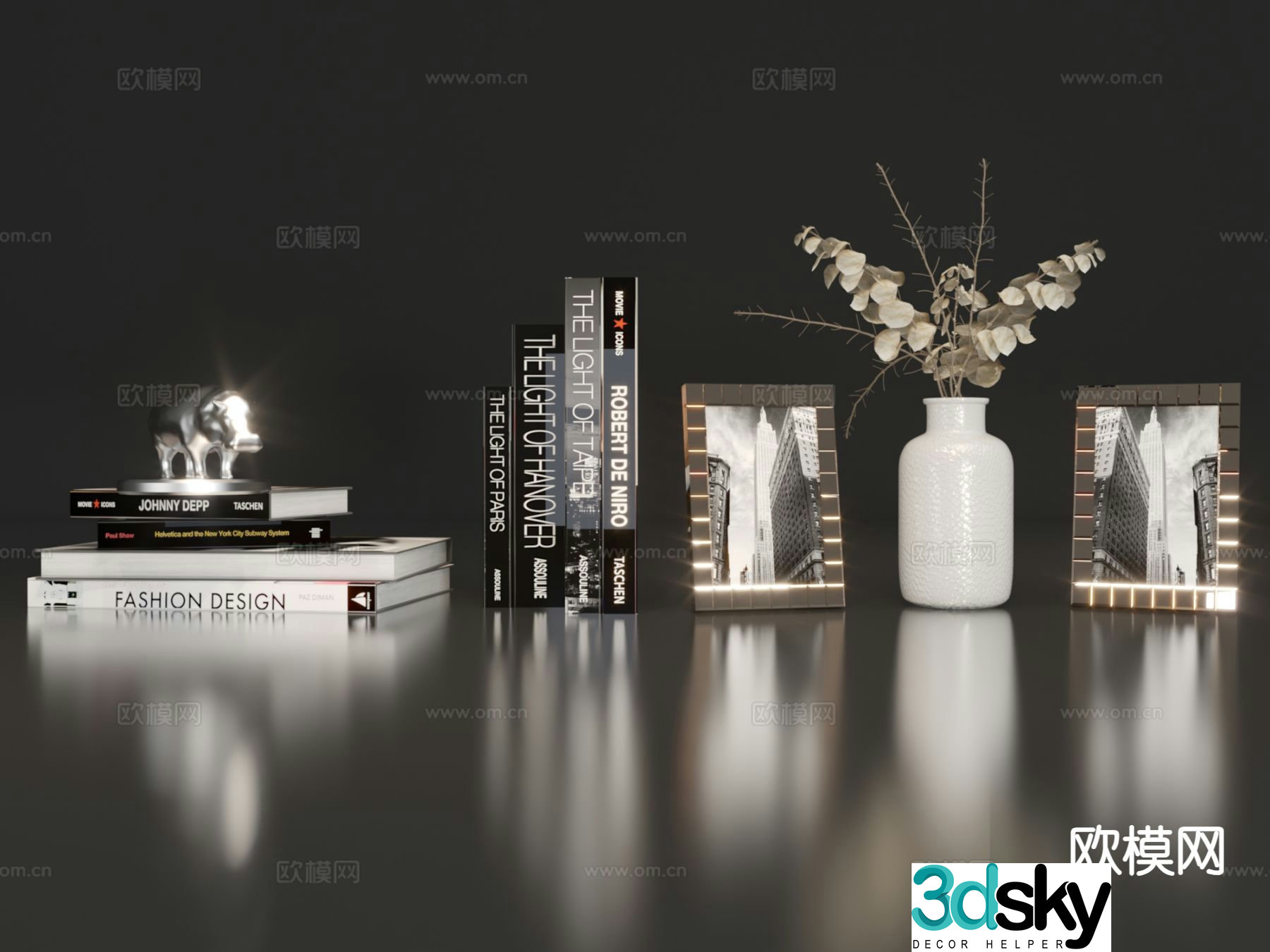 Ornaments books crafts 3d model