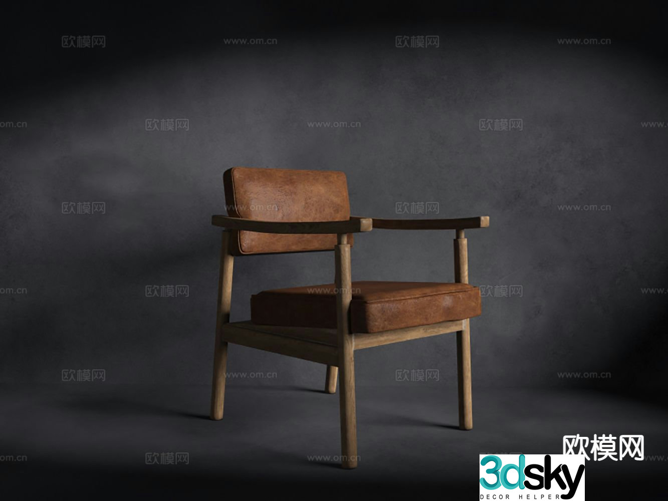 New Chinese style single chair solid wood chair tea chair leisure chair 3d model